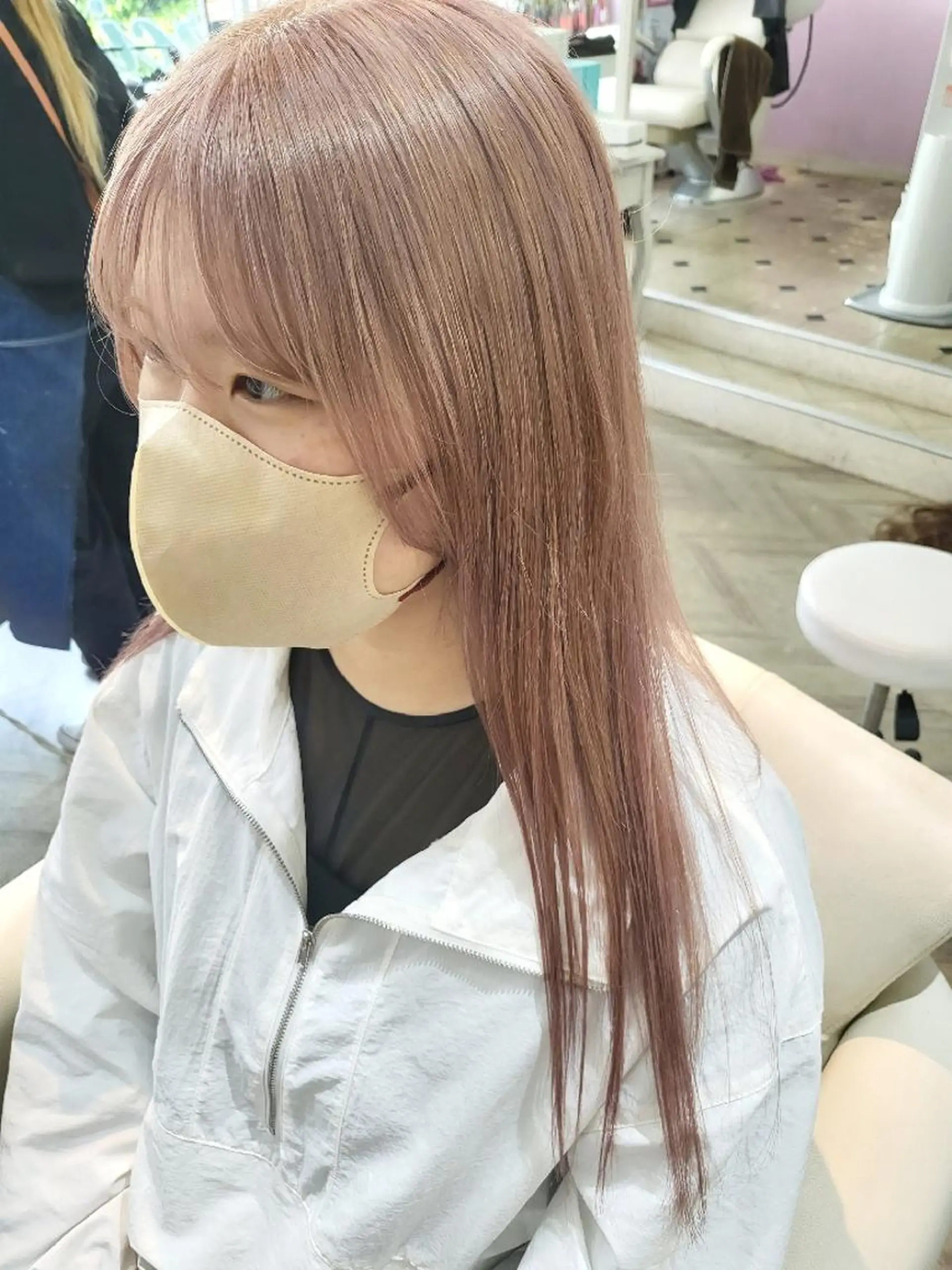 ロング カラー ヘアアレンジ ベージュカラー ピンクカラー ナカシマ  アユミのヘアスタイル