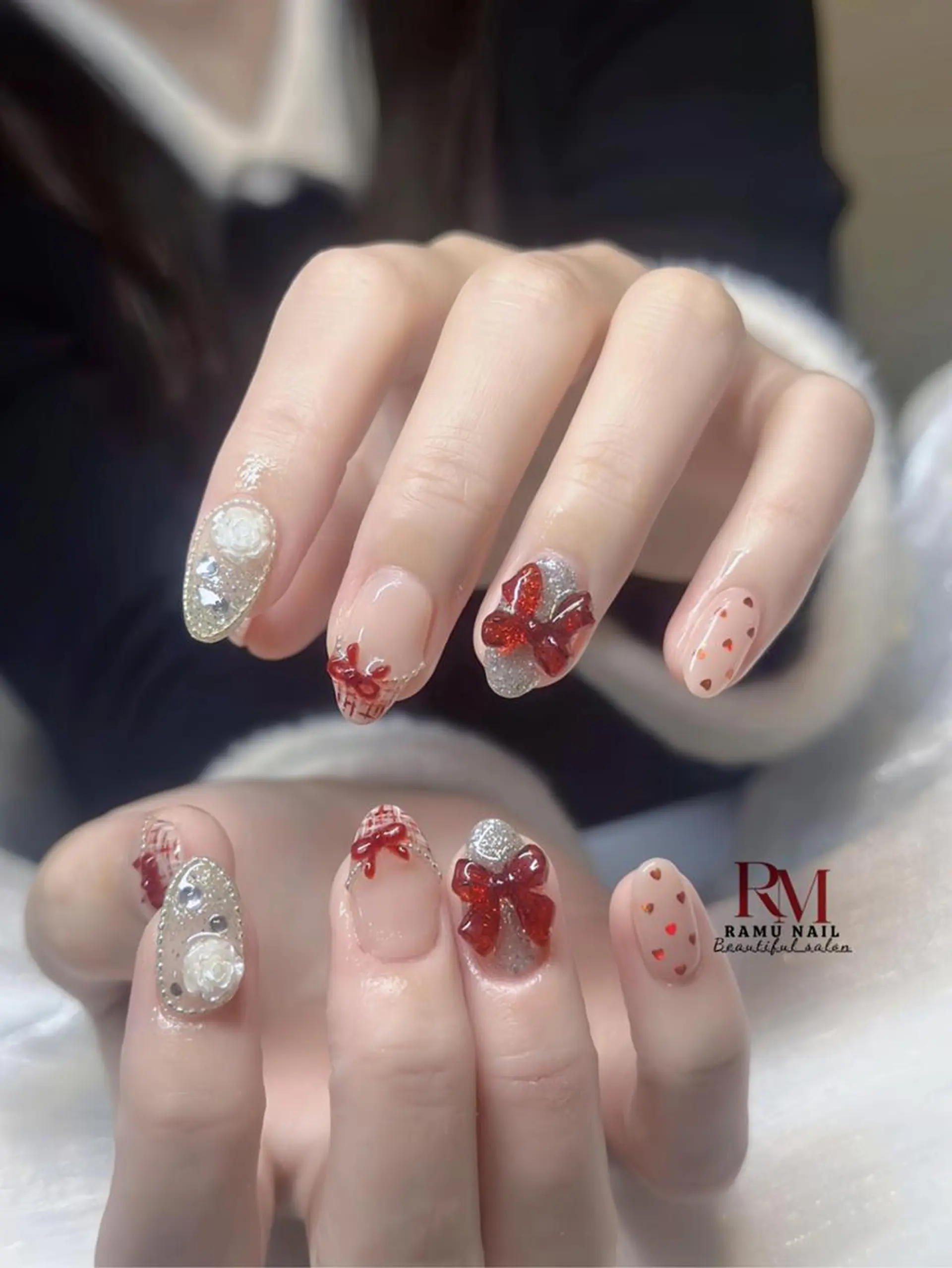 ネイル アートネイル チークネイル 長さ出し フレンチネイル グラデーション ハンドネイル RAMU_Nail 池袋店のネイルデザイン