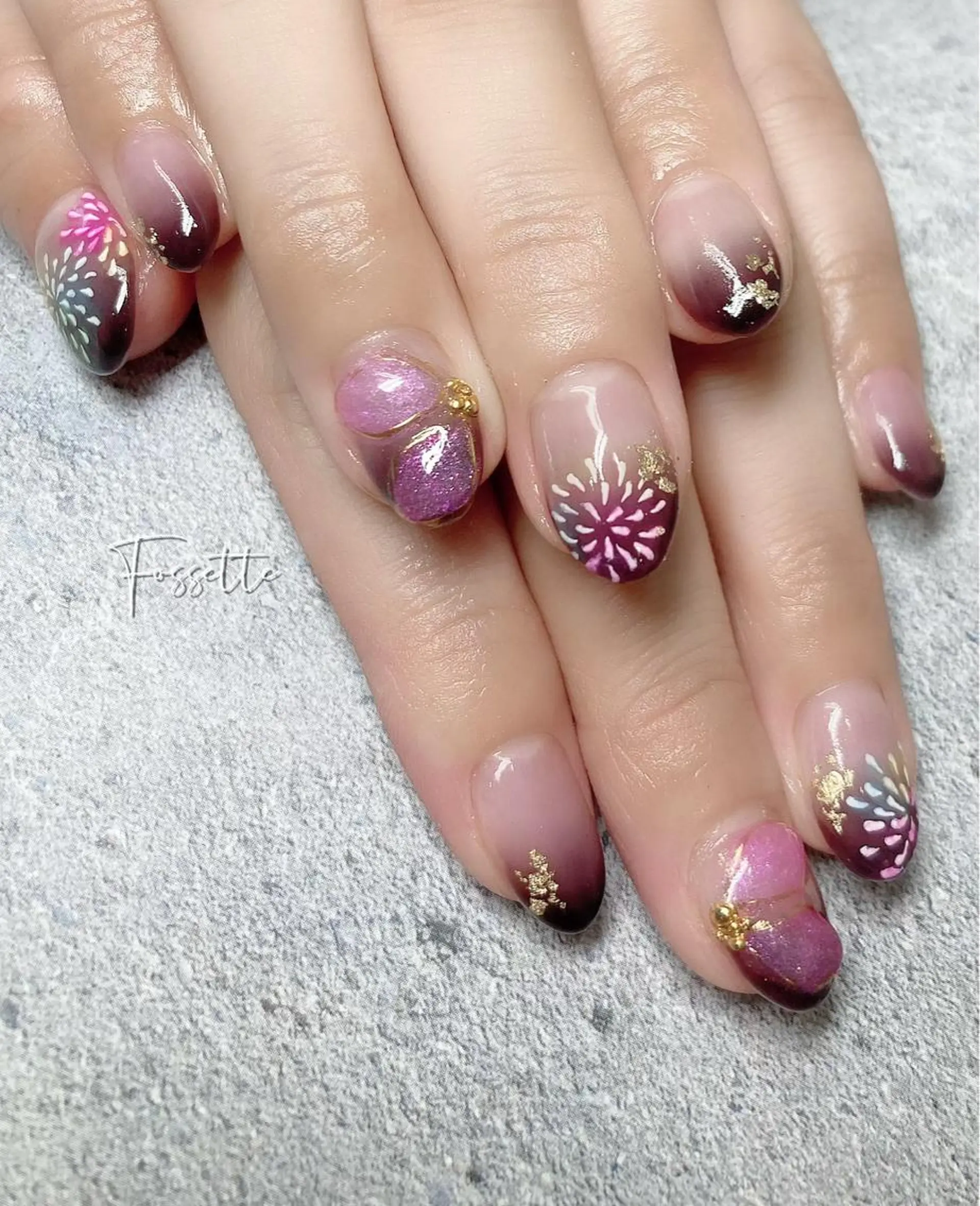 ネイル グラデーション ぷっくりネイル 夏ネイル nailsalon Fossetteのネイルデザイン