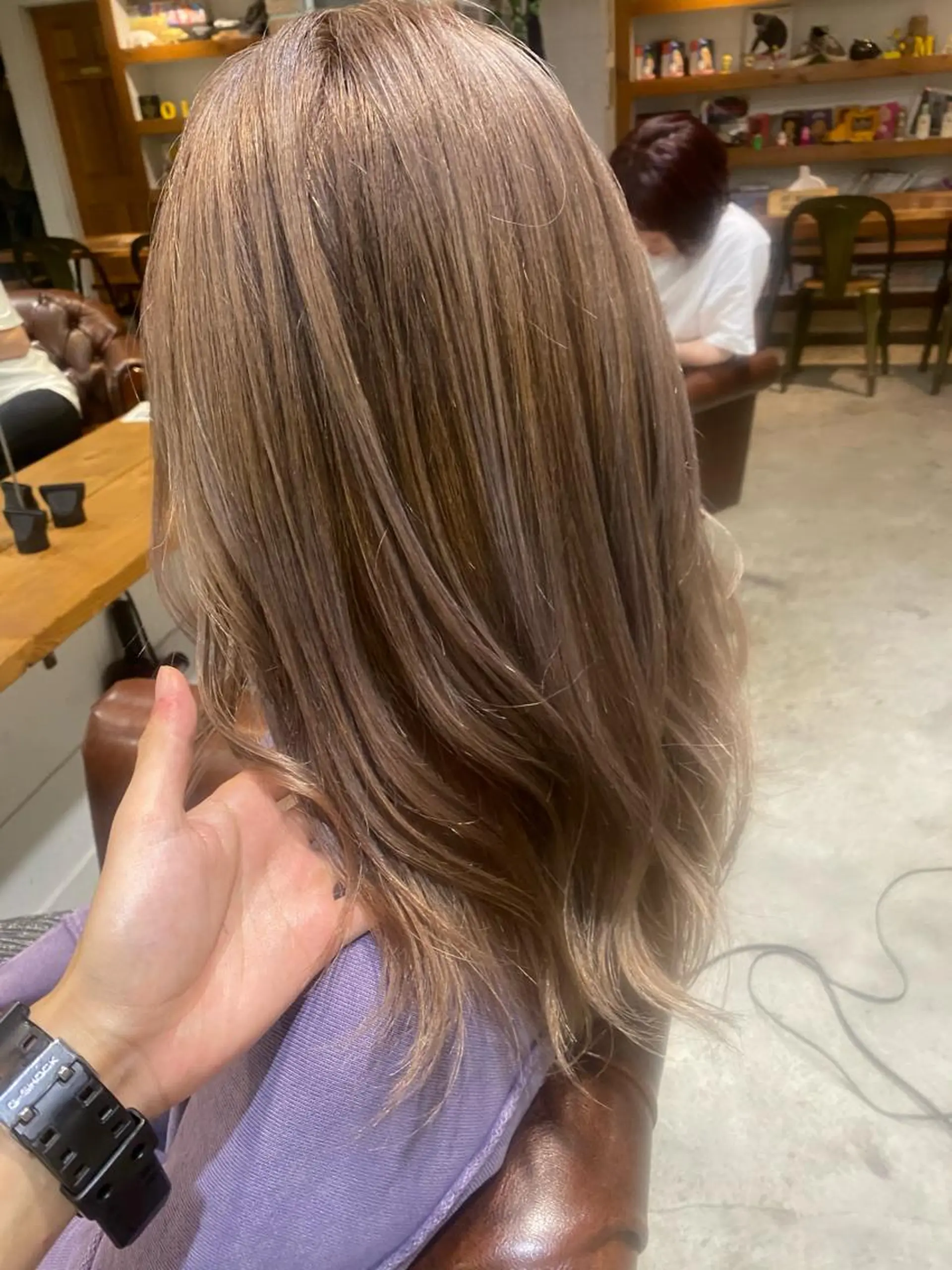 セミロング カラー パーマ ヘアアレンジ メンズ キッズ メンズブリーチ ベージュカラー ブリーチ ヘアカラー Forest. -髪質改善-のヘアスタイル
