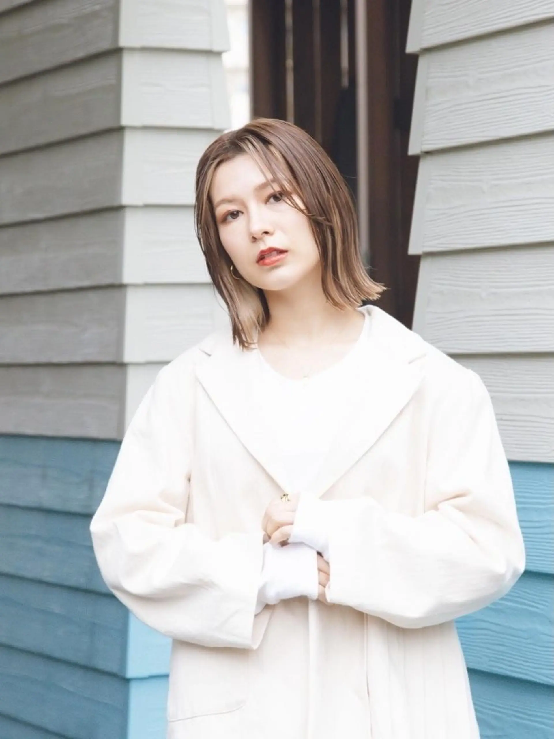 ミディアム 柳下 涼のヘアスタイル