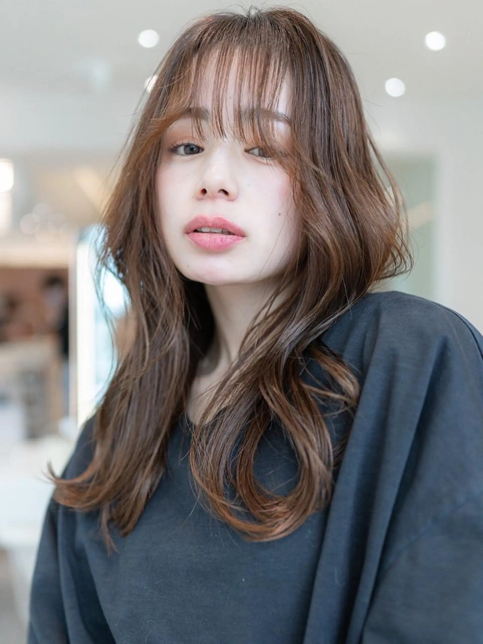 セミロング カラー ブラウンカラー モカブラウン 韓国風ヘア 小顔カット 韓国レイヤー🇰🇷 韓国研修◎渋谷カイトのヘアスタイル