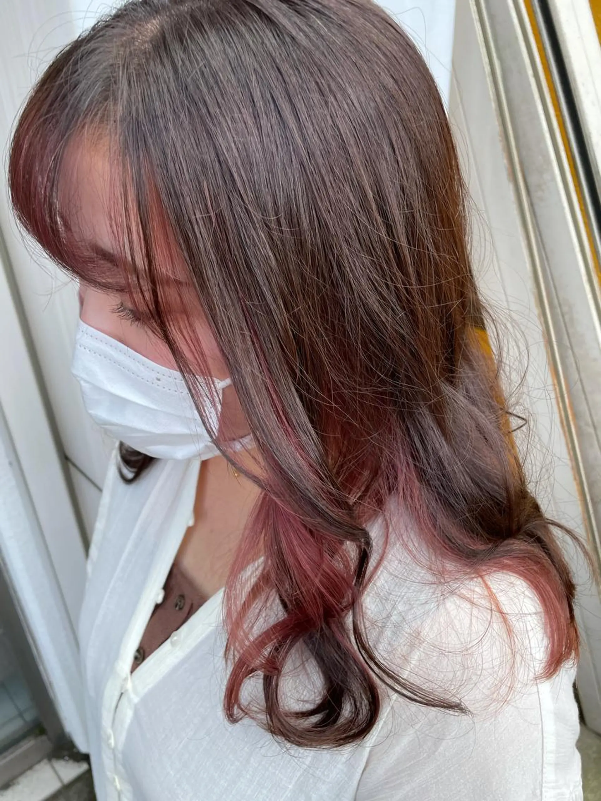 セミロング カラー ベージュカラー インナーカラー ピンクカラー ピンクベージュ ☪︎⋆ hair & eye yuka˚✩のマツエク・マツパデザイン