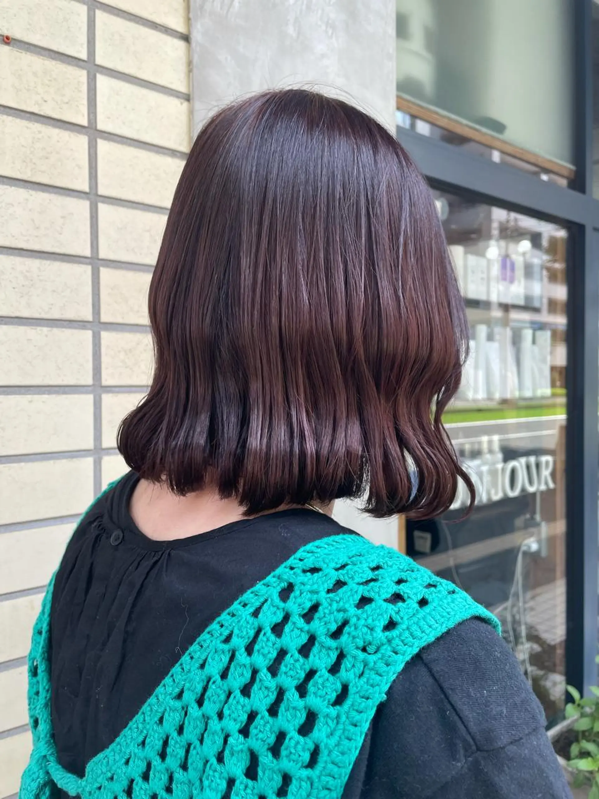 ミディアム カラー ピンクカラー バイオレットカラー 田原春 花梨のヘアスタイル