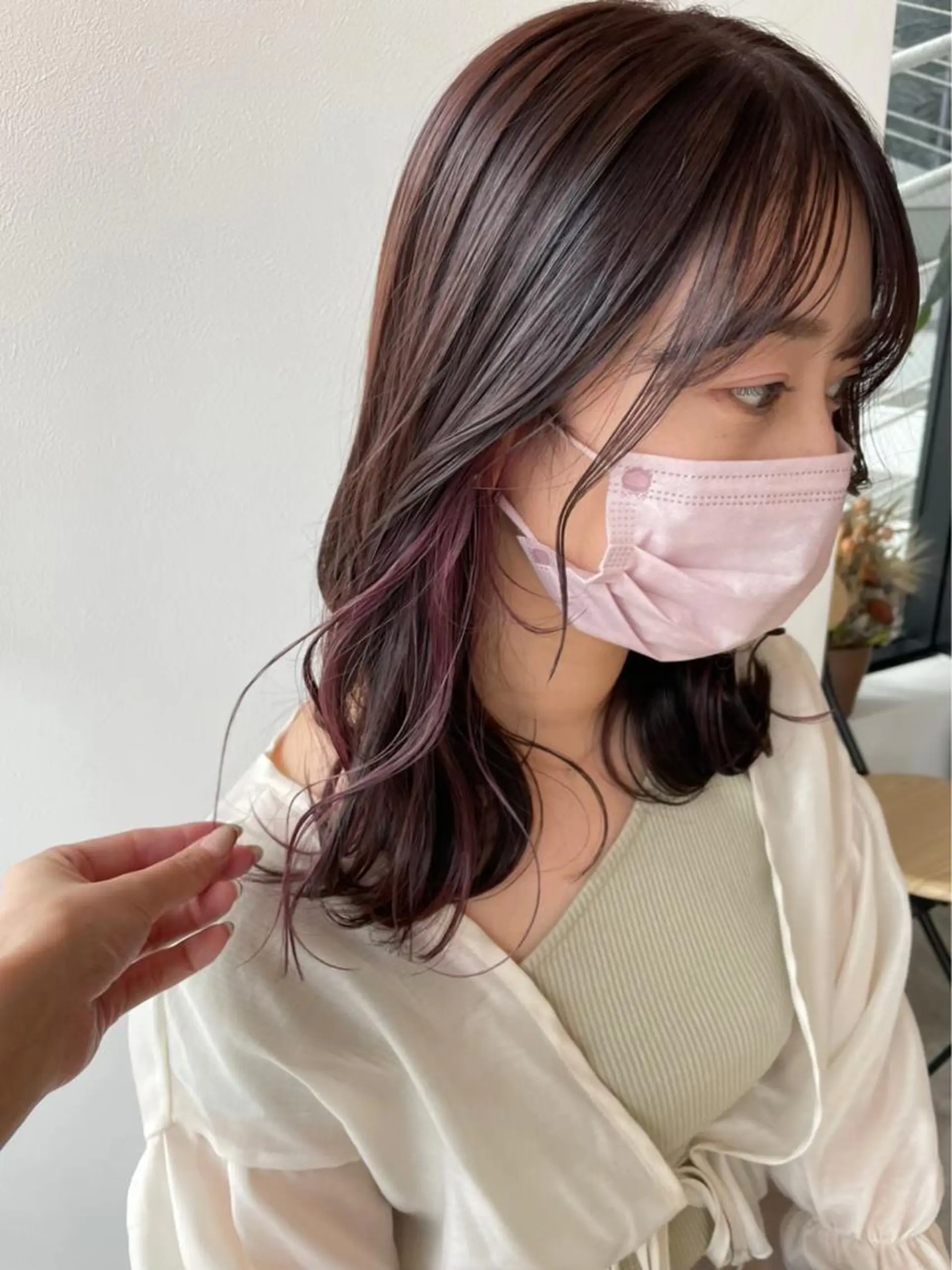 カラー インナーカラー ピンクカラー カット ヘアカラー オスズ 🎀´-のヘアスタイル