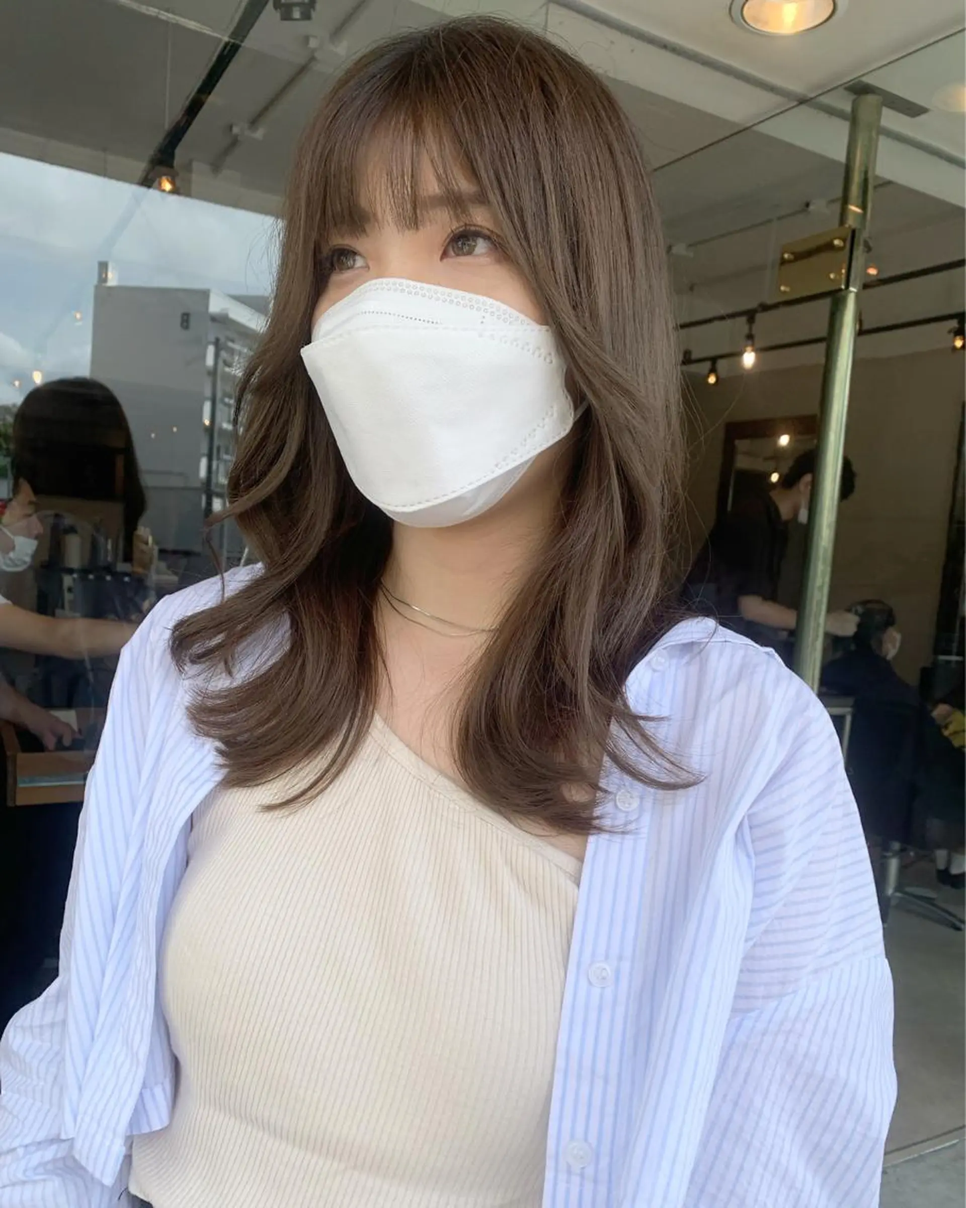 ミディアム カラー カット ヘアカラー トリートメント ヘッドスパ 透明感/オリーブ/ グレージュ/YUKAのヘアスタイル