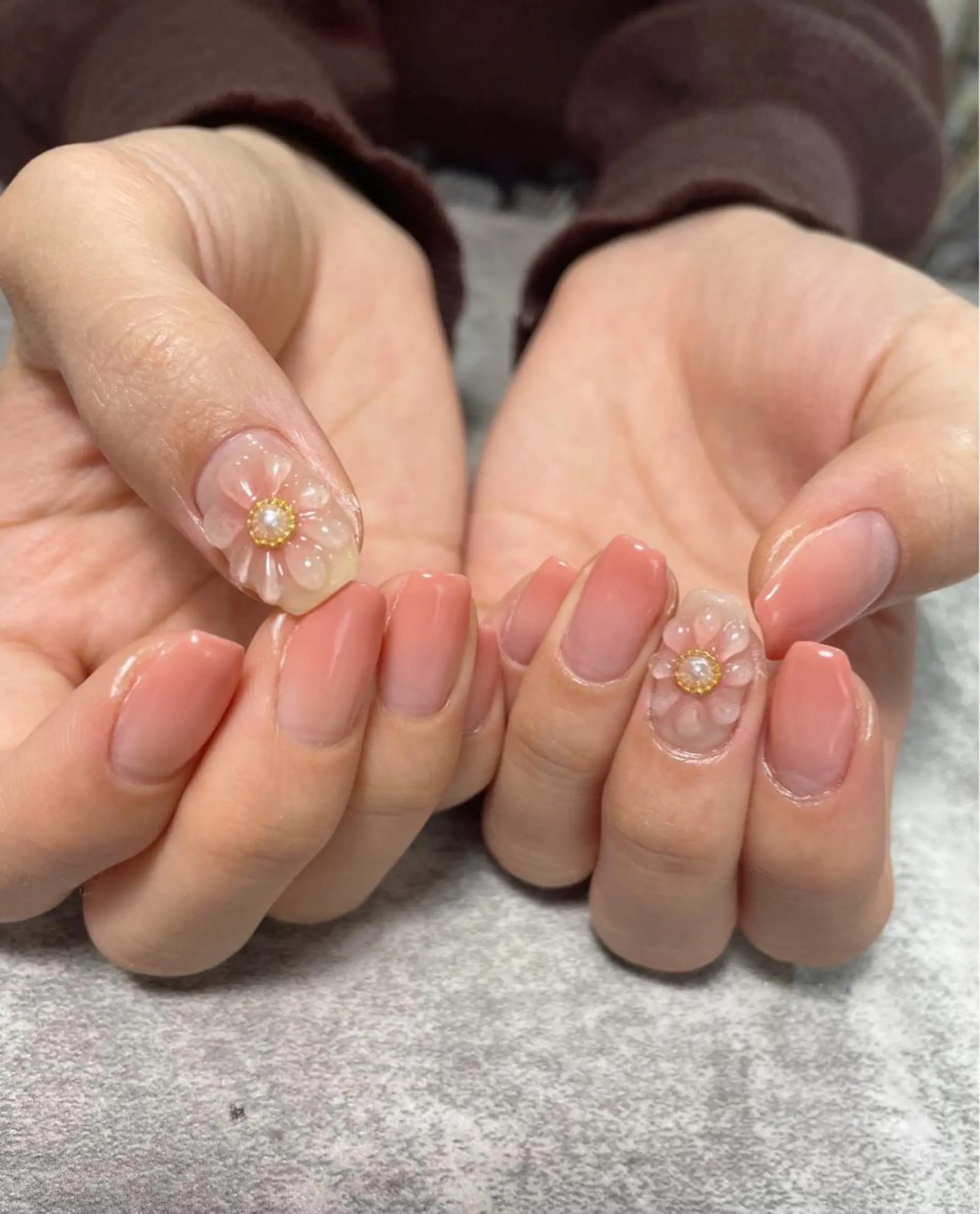 ネイル グラデーション オフィスネイル ピンク ハンドネイル ma riのネイルデザイン