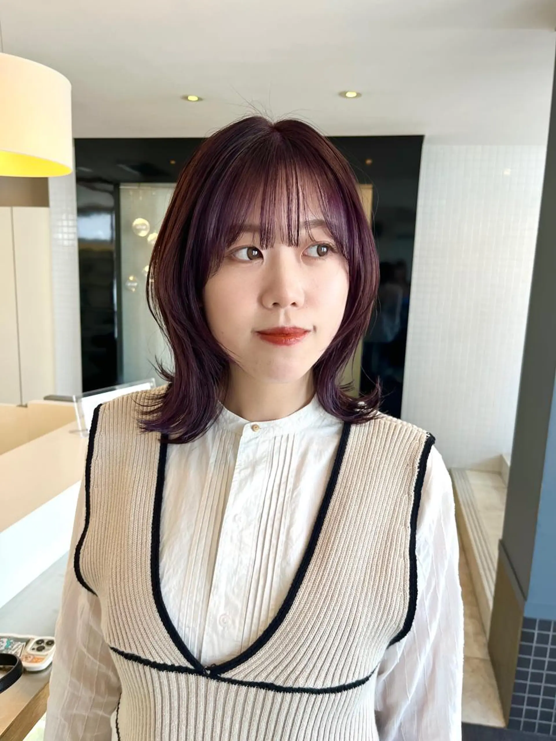 ミディアム カット ヘアカラー トリートメント 村本 千優のヘアスタイル