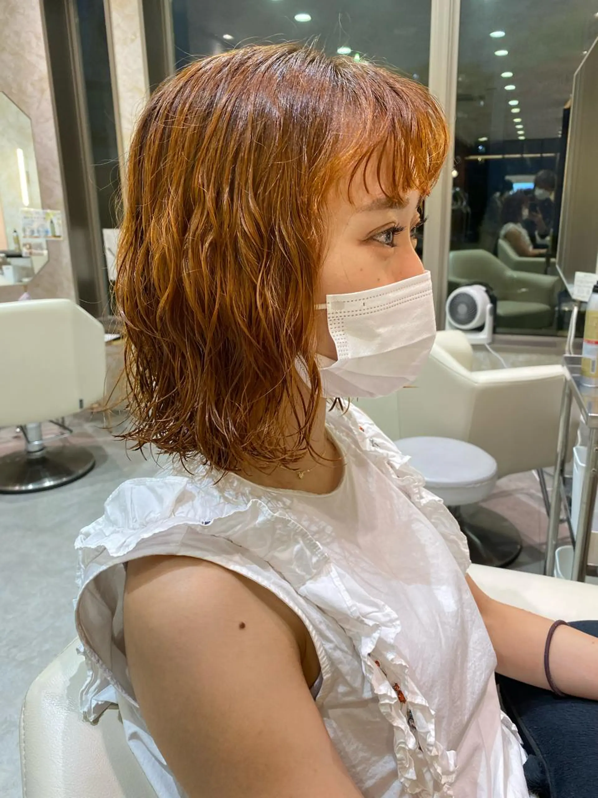 ミディアム カラー パーマ 店長/mao/ 前髪/顔周りカットのヘアスタイル