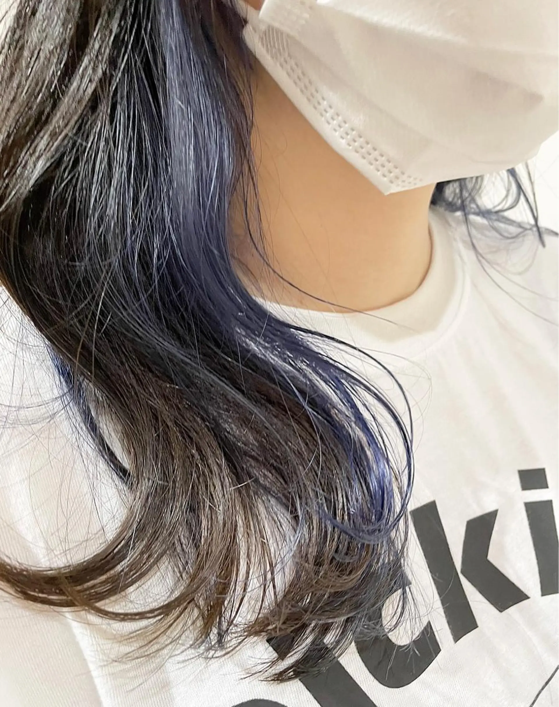 ロング カラー ヘアアレンジ 黒髪 ブルーカラー bloom yumaのヘアスタイル