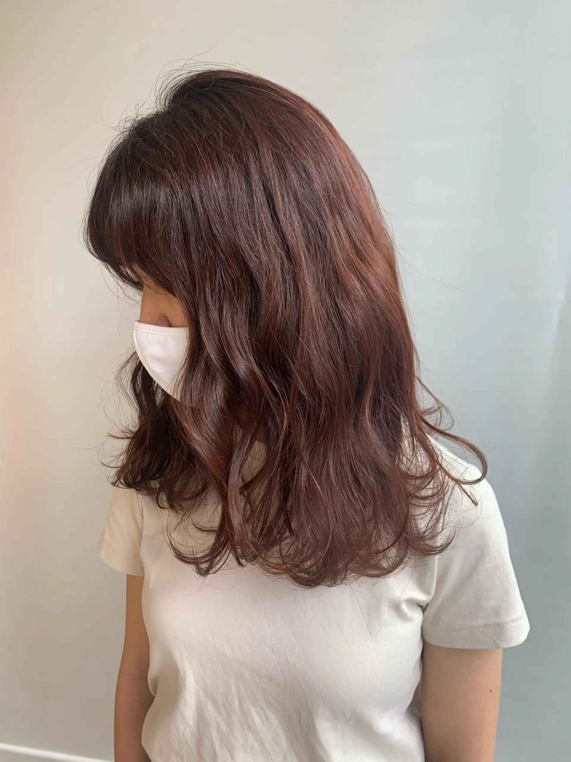 セミロング カラー パーマ ヘアアレンジ ブラウンカラー オレンジ オレンジブラウン レッドカラー 加藤 綾華のヘアスタイル