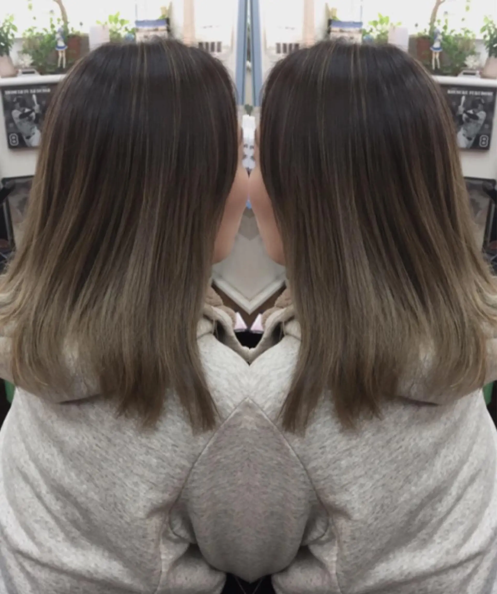 ミディアム カラー ヘアアレンジ アッシュ バレイヤージュ グラデーションカラー ハイライトカラー 外国人風カラー ヘアカラー 三輪 太一のヘアスタイル