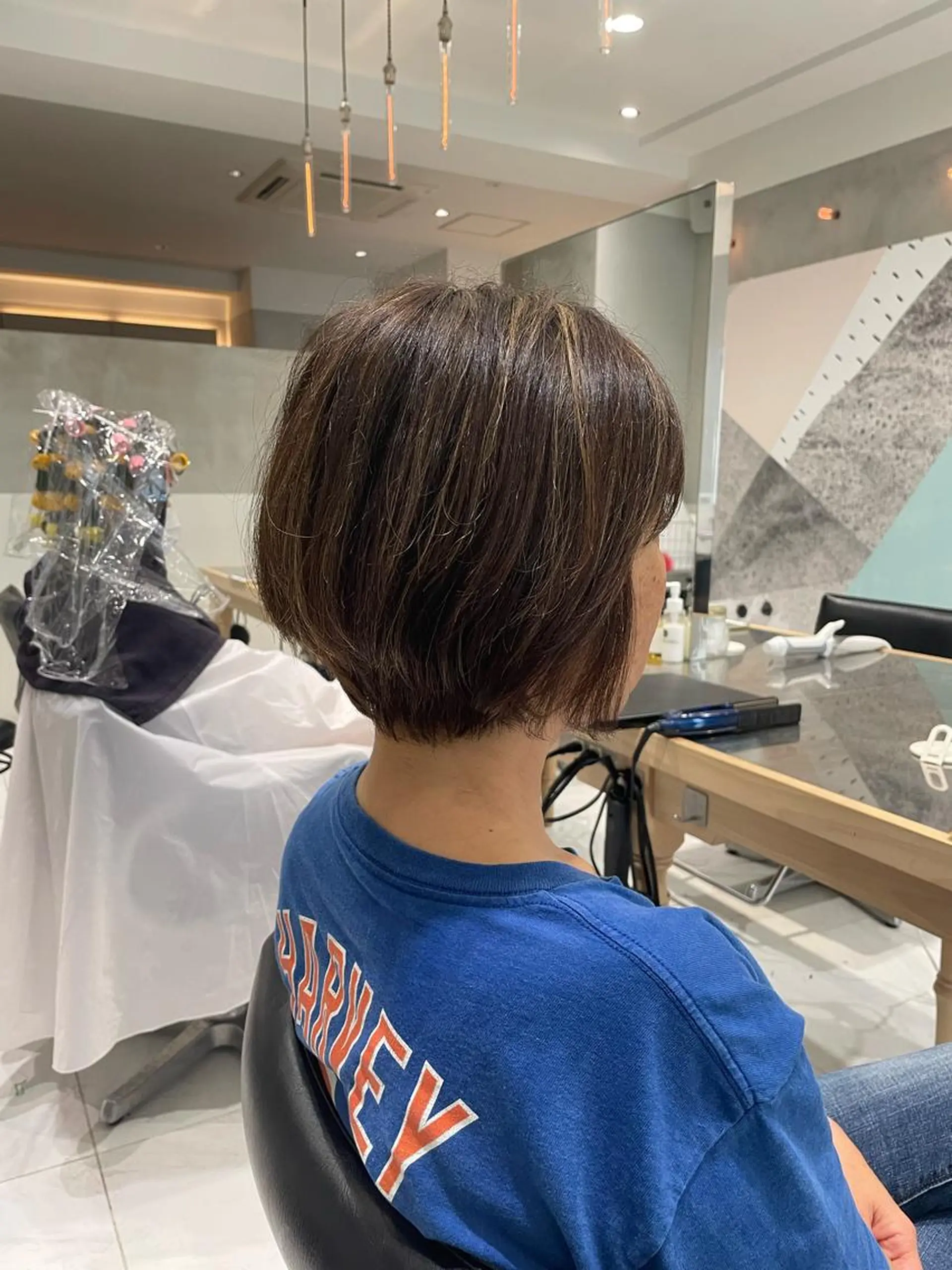 ショート ショートボブ ボブ ハイライト ショートヘア ヘアカラー トリートメント ヘッドスパ ヘアセット オリーブ カラー✨有坂映哉のヘアスタイル