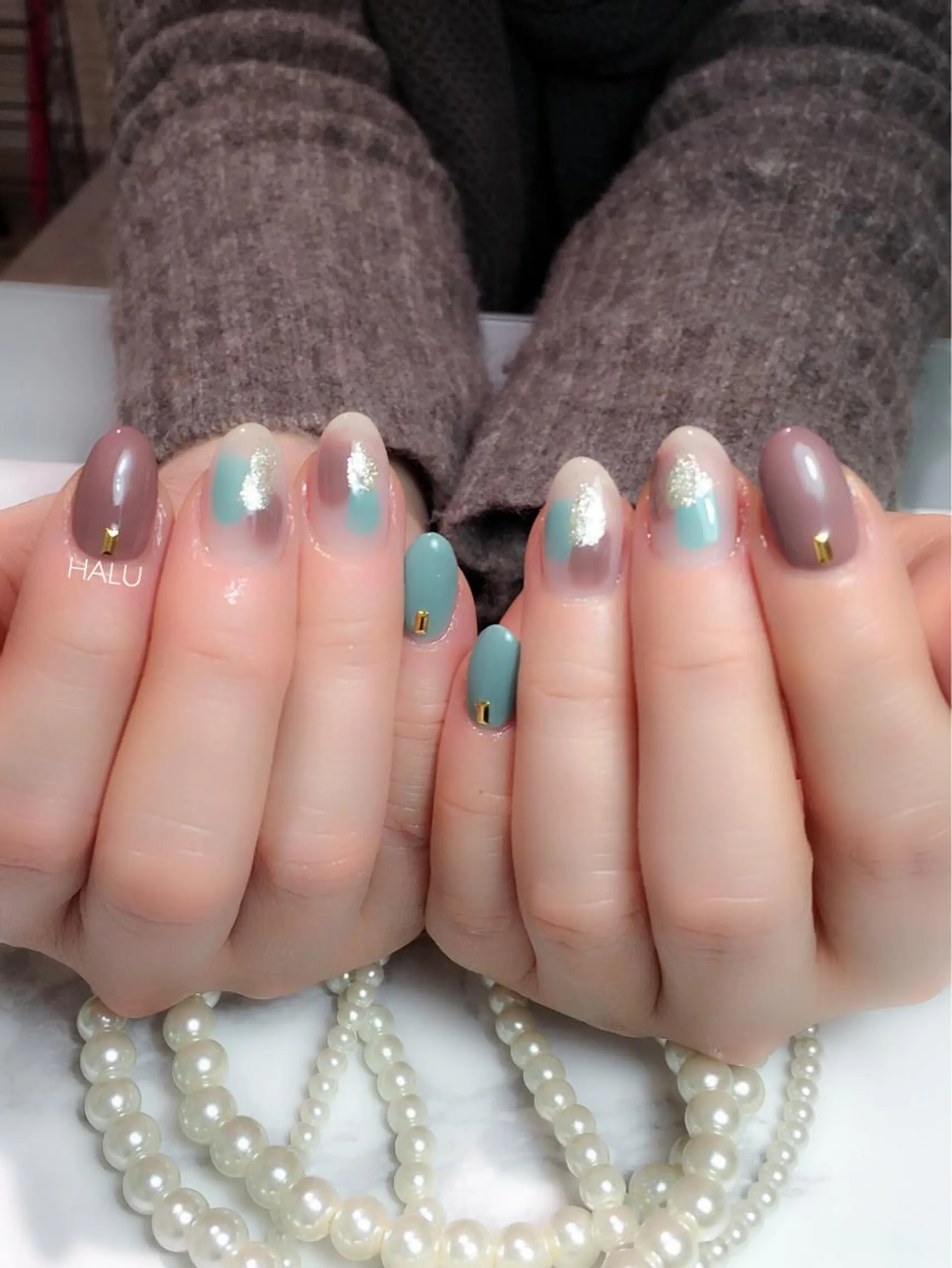 ネイル グリーン 春ネイル HALU ハルのネイルデザイン