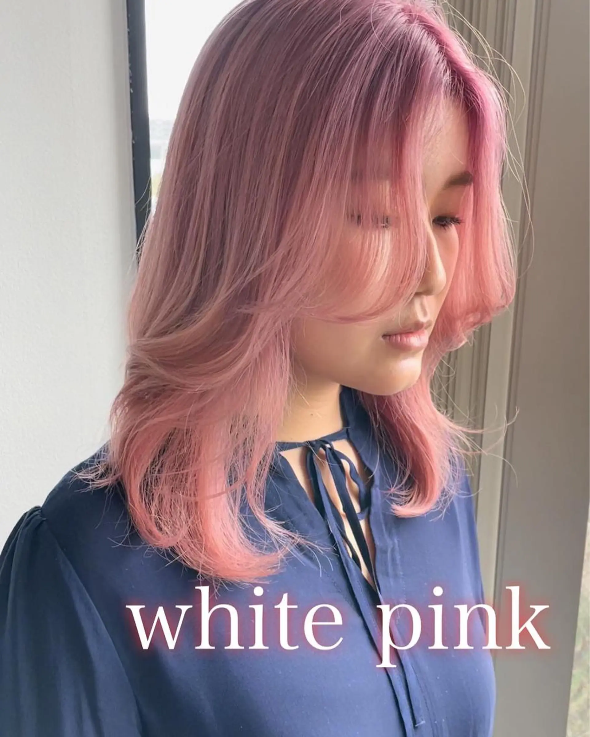 セミロング カラー ピンクカラー ホワイトピンク ヘアカラー トリートメント ヘアセット ✨艶ブリーチカラー ✨四ノ宮裕己のヘアスタイル