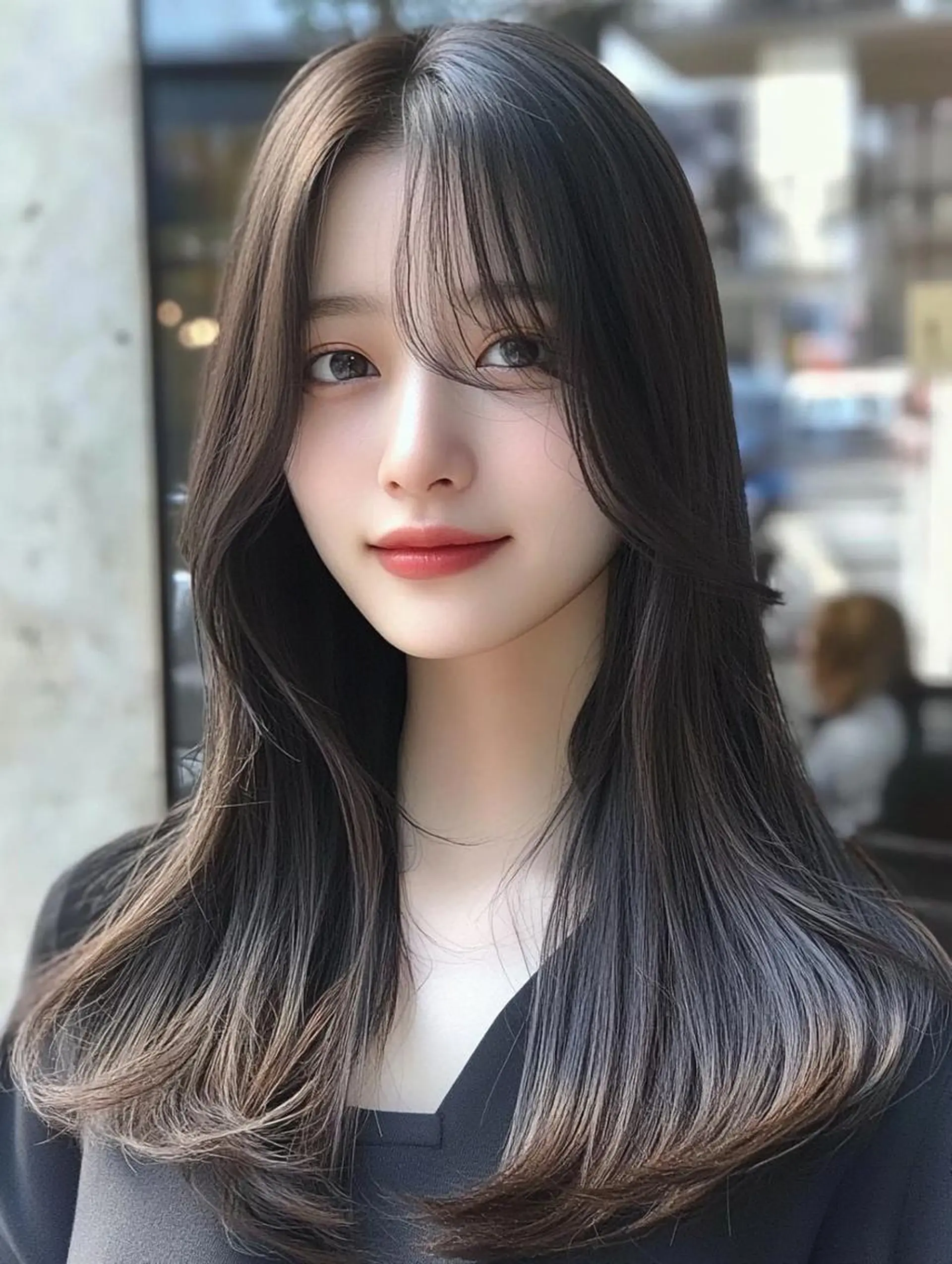 カラー 韓国ヘア/ブリーチ無 しWカラー/オリーブのヘアスタイル