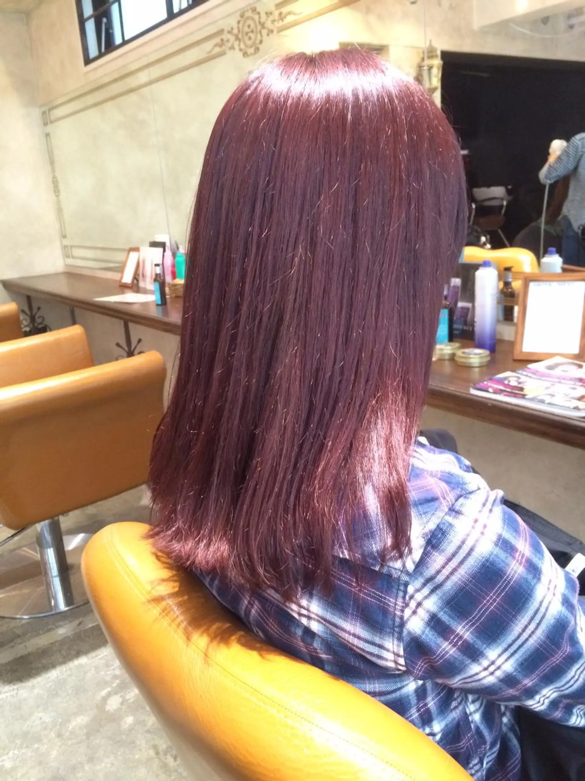 ミディアム カラー ダブルカラー ピンクカラー サロンドミルク 原宿のヘアスタイル