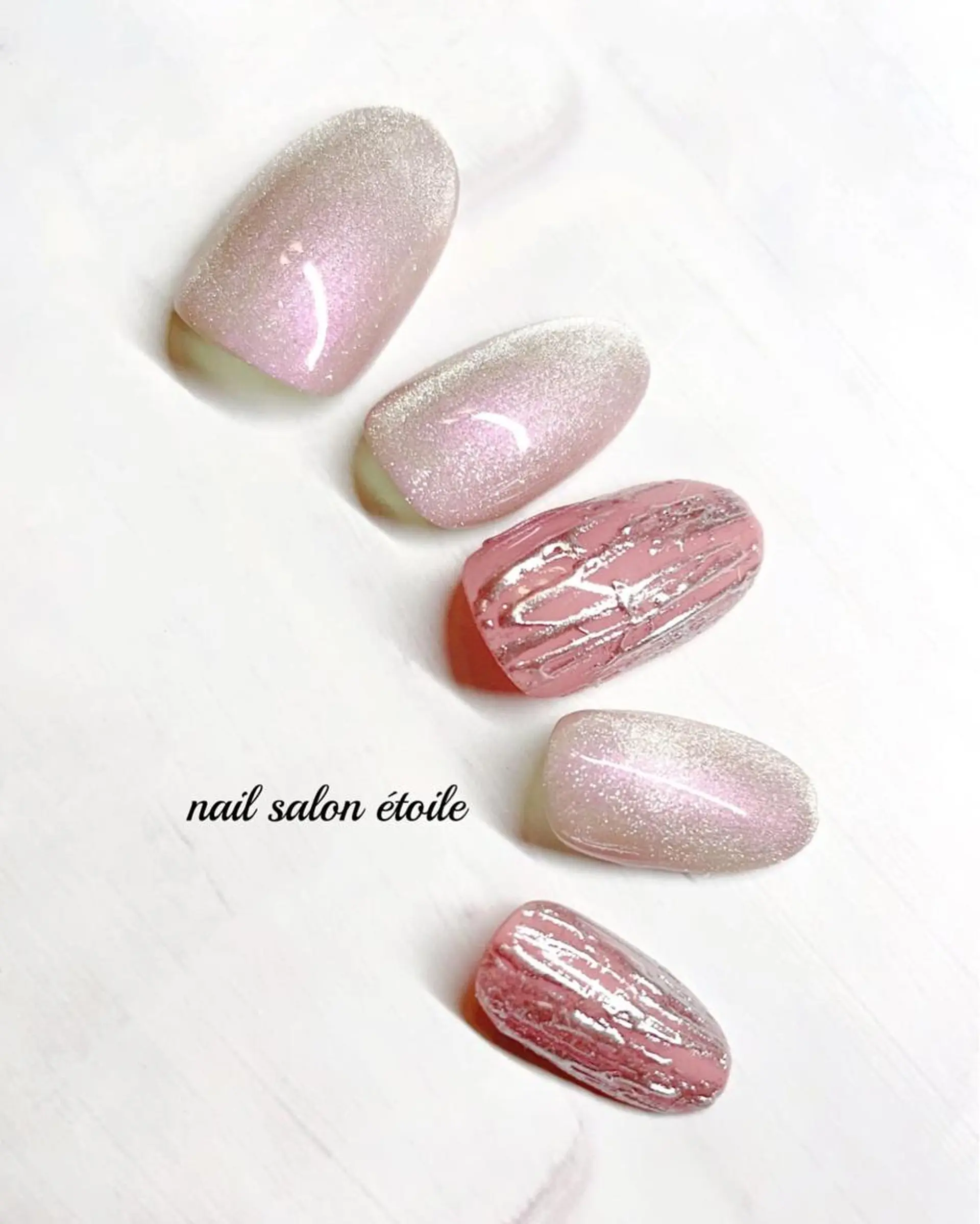 ネイル ジェルネイル マグネットネイル ミラーネイル ニュアンスネイル ピンク ハンドネイル nail salon étoileのネイルデザイン