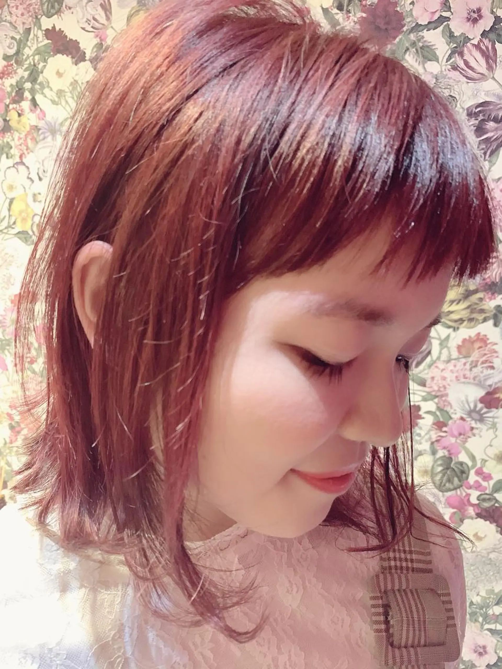 ミディアム カラー ボブ カット ヘアカラー ✨白髪ぼかし 🍀MINAKO☆のヘアスタイル