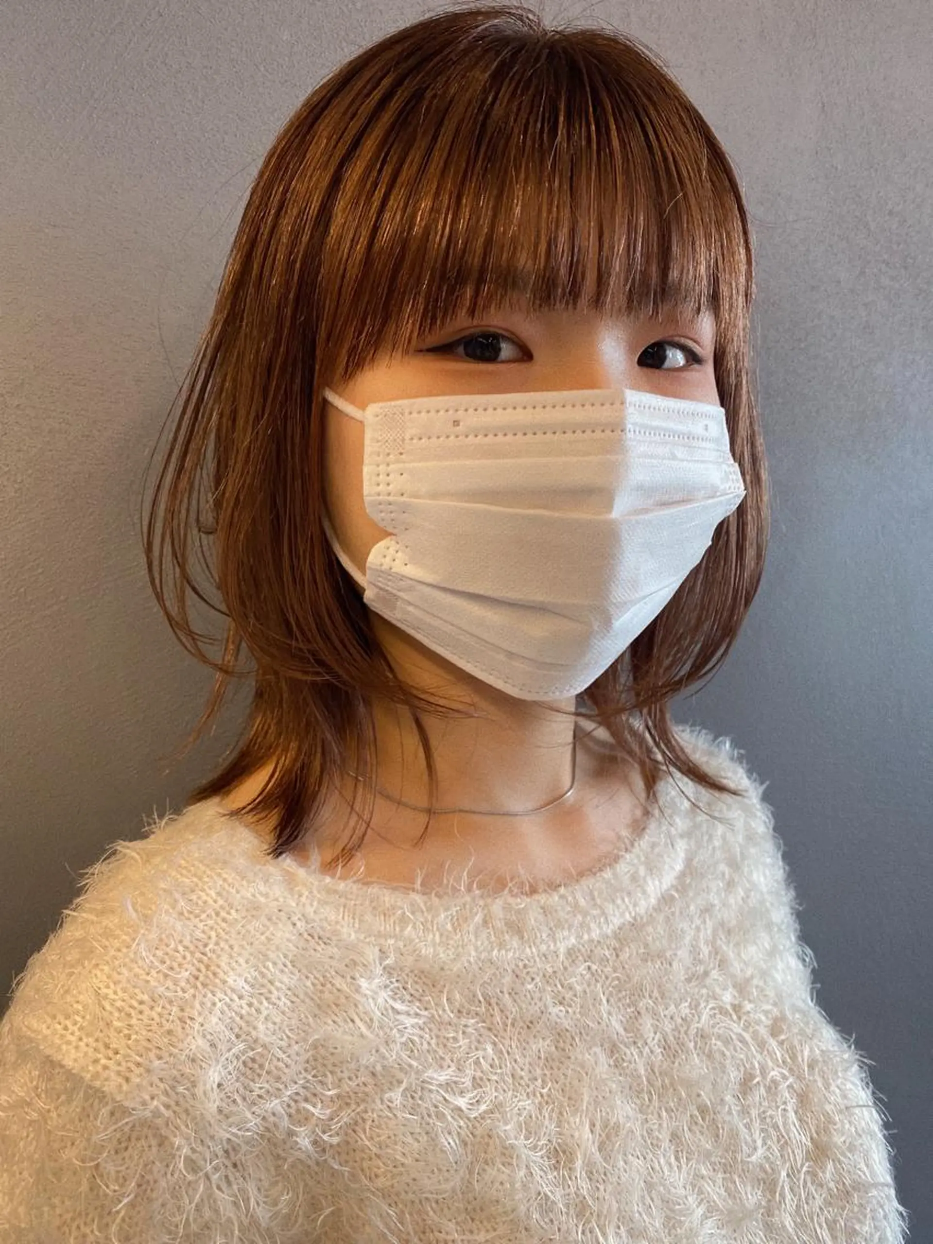 ミディアム カラー ブリーチ ブラウンカラー オレンジ オレンジブラウン レイヤーカット 砂原 ひよりのヘアスタイル