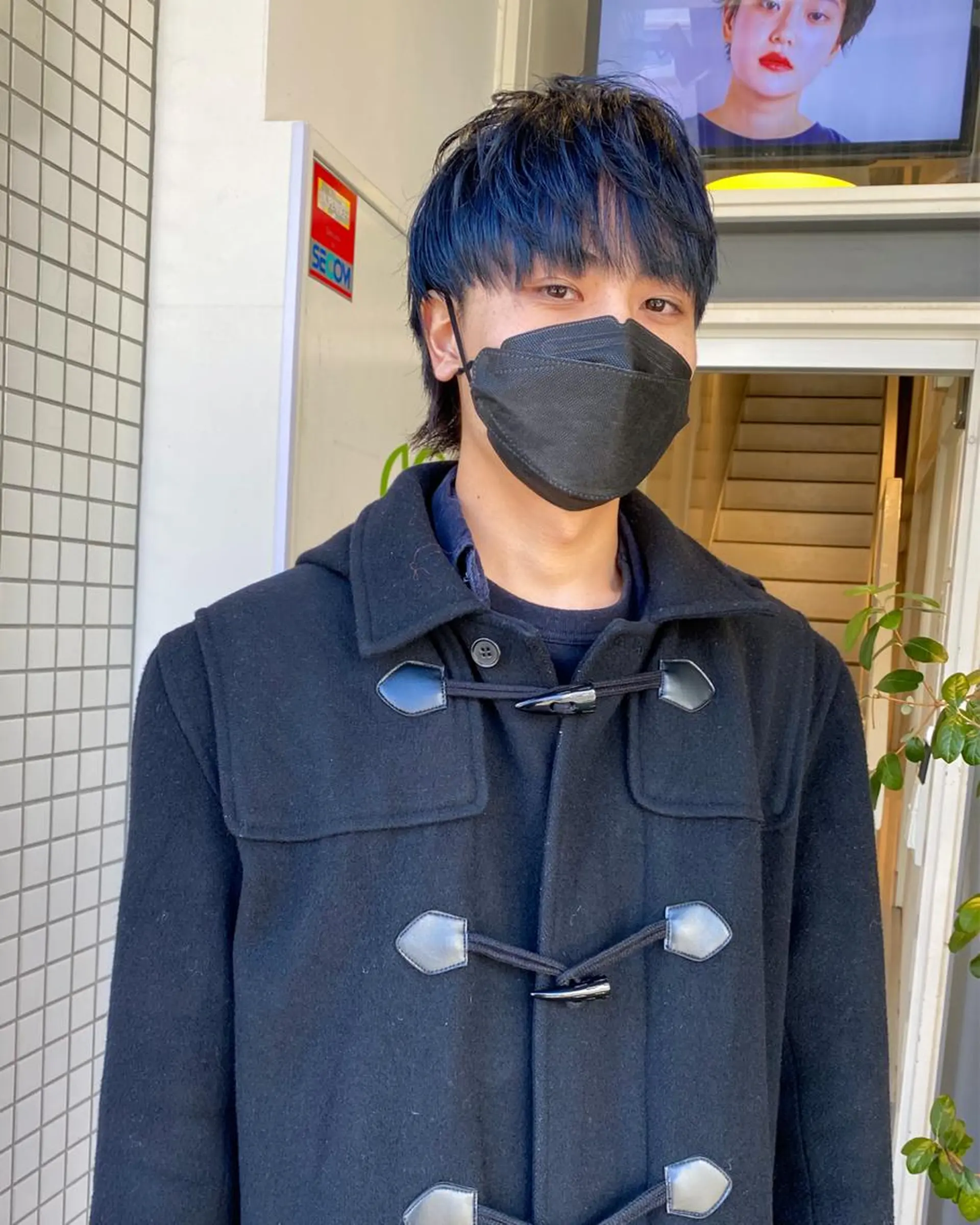 カラー メンズ 黒髪 ブルーカラー ブルーブラック ネイビーカラー カット ヘアカラー トリートメント メンズ/スパイキー ショート/ミツイのヘアスタイル