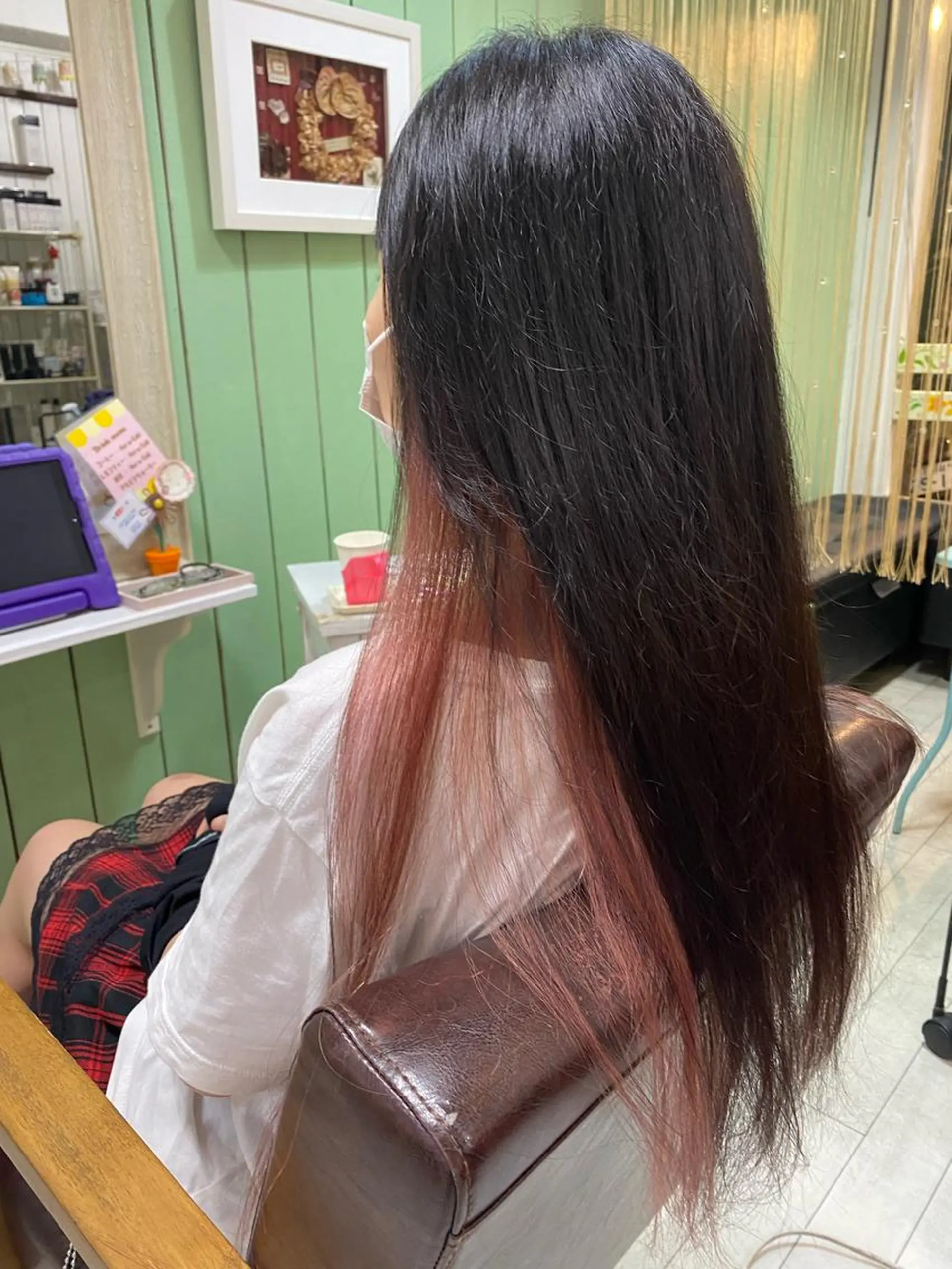 ロング カラー 黒髪 ピンクカラー 🩶西 雪乃/透明感 くすみカラー🫧のヘアスタイル