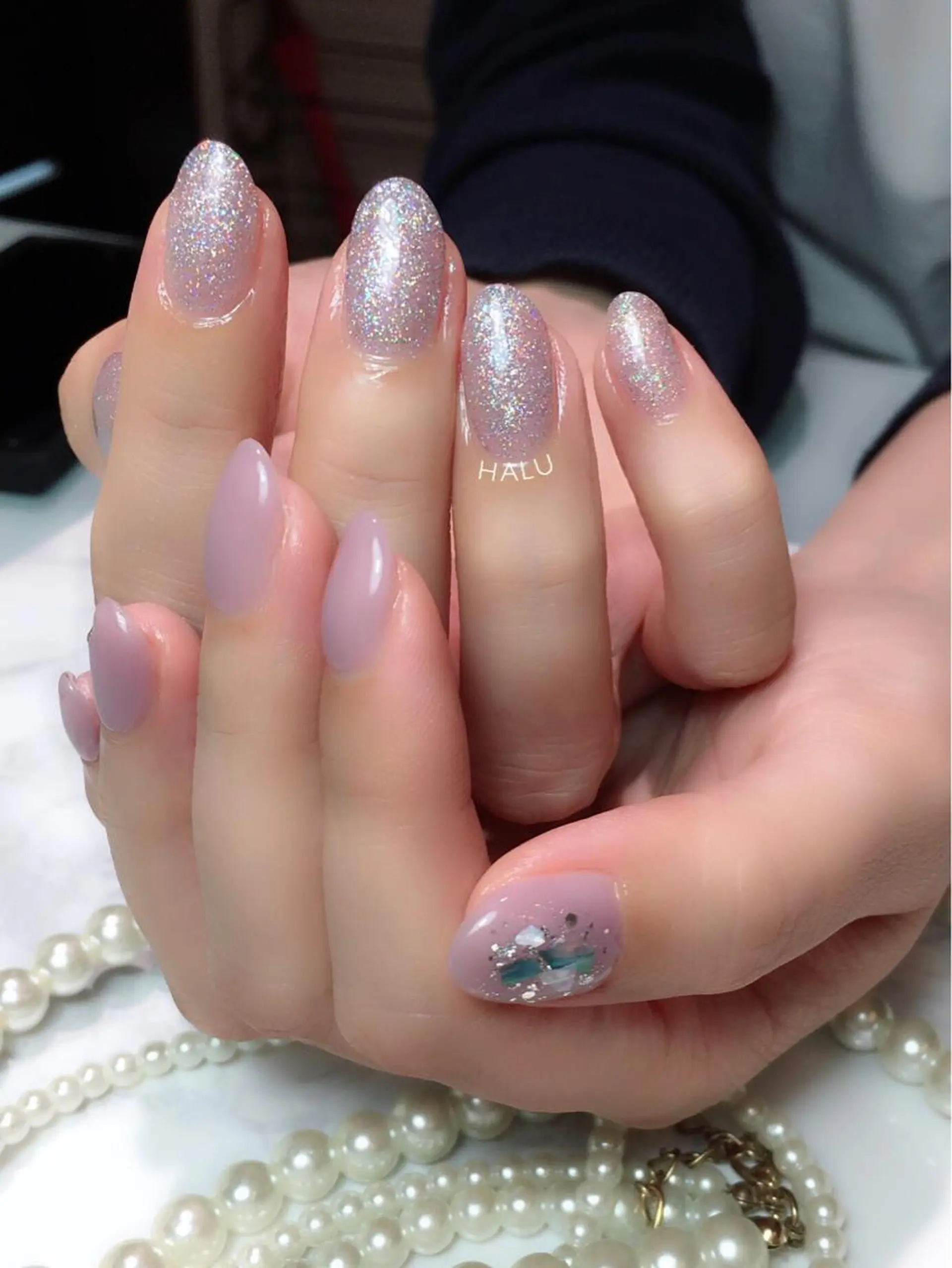 ネイル ラメ(グリッター) パープル HALU ハルのネイルデザイン