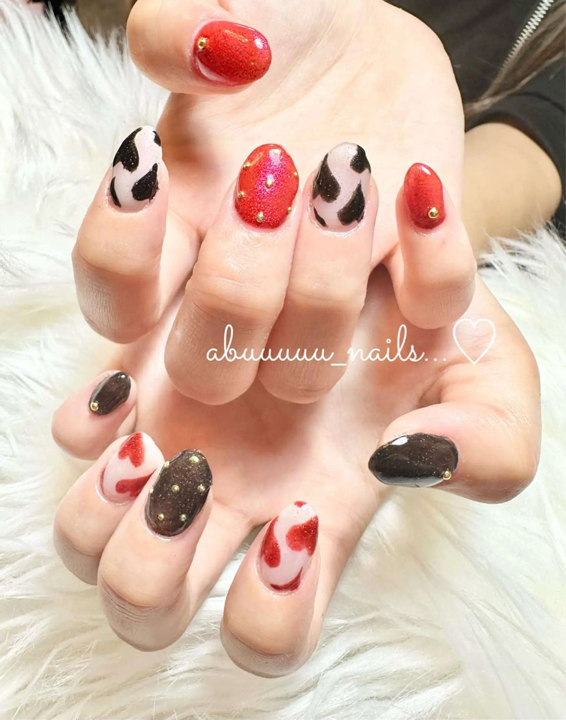 ネイル ハート 持ち込み ハンドネイル abuuuuu nailsのネイルデザイン