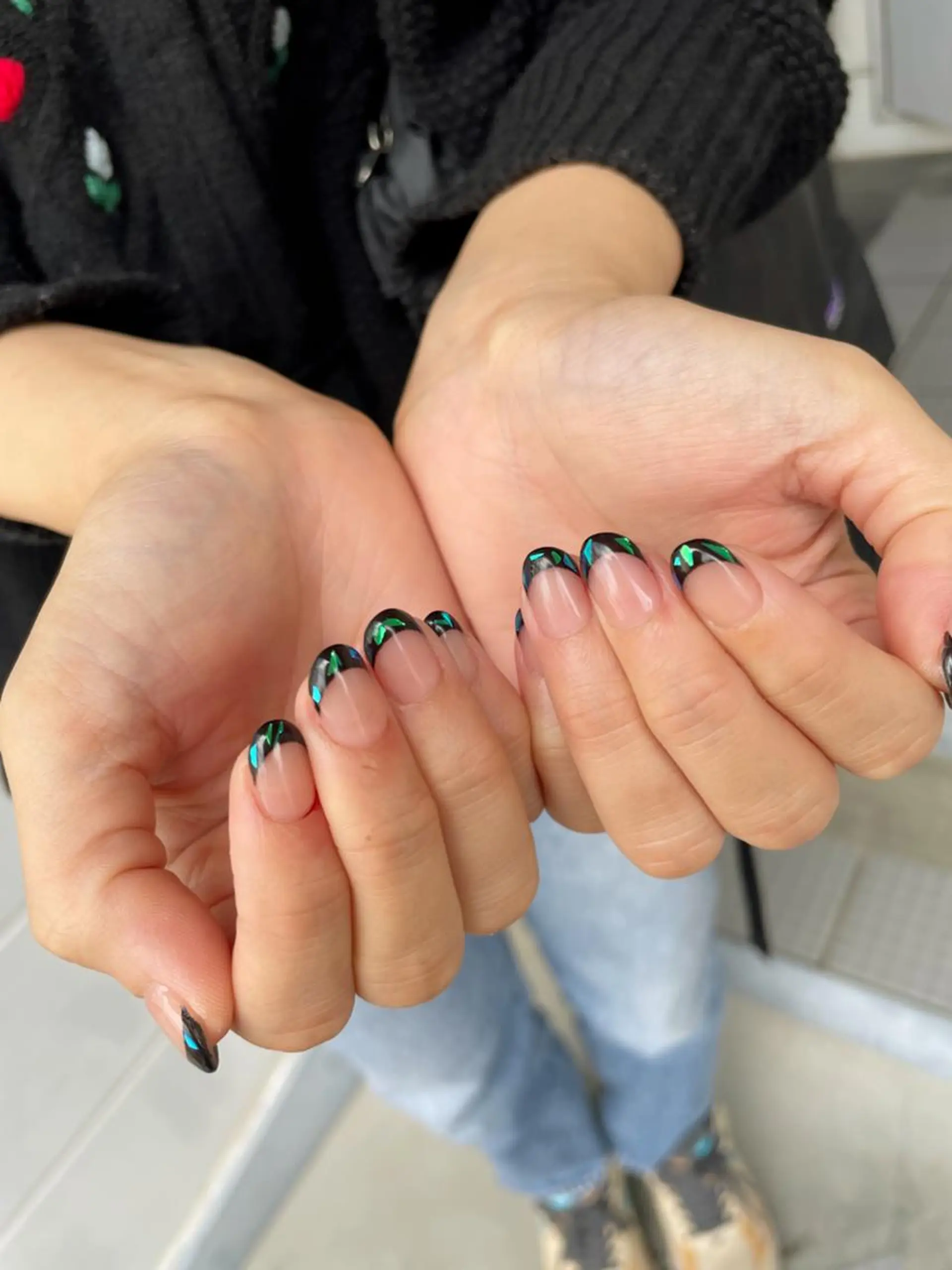 ネイル フレンチネイル ジェルネイル ガラスフレンチ パラジェル ネイルズシャトン トップネイリスト牛島のネイルデザイン