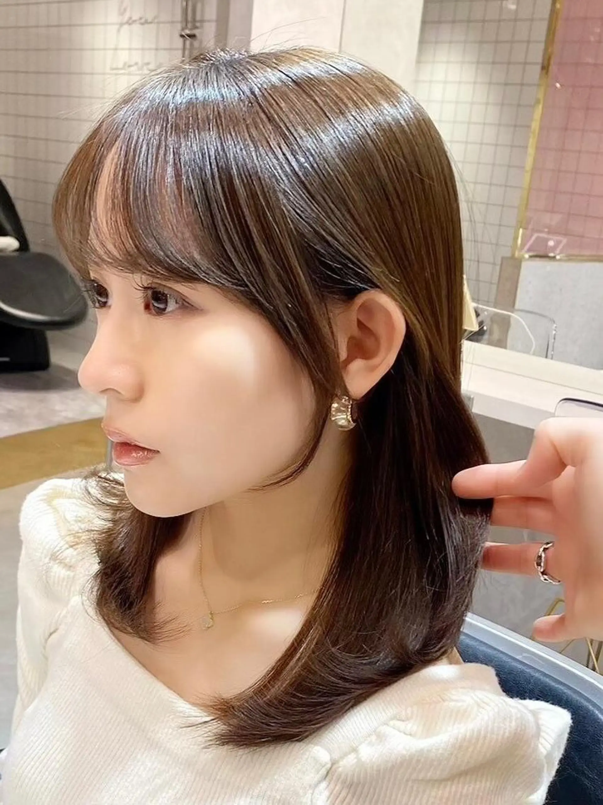 ミディアム カラー カット トリートメント 髪質改善/韓国ヘア レイヤー/新宿/ロミのヘアスタイル