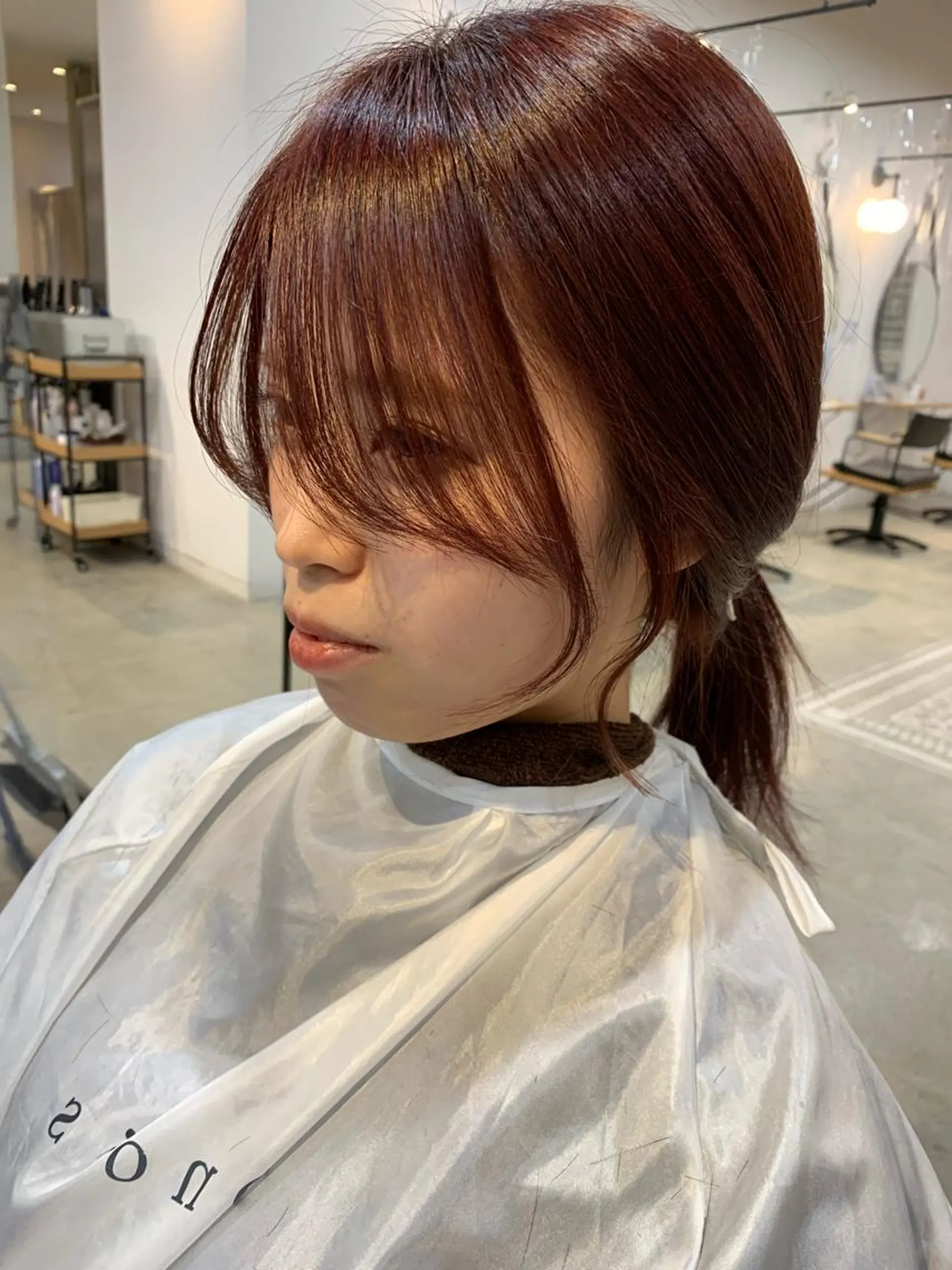 セミロング パーマ 韓国風ヘア 小顔カット カット ヘアカラー 縮毛矯正 トリートメント 中津No.1髪質改善 店長✨透ける暗髪のヘアスタイル