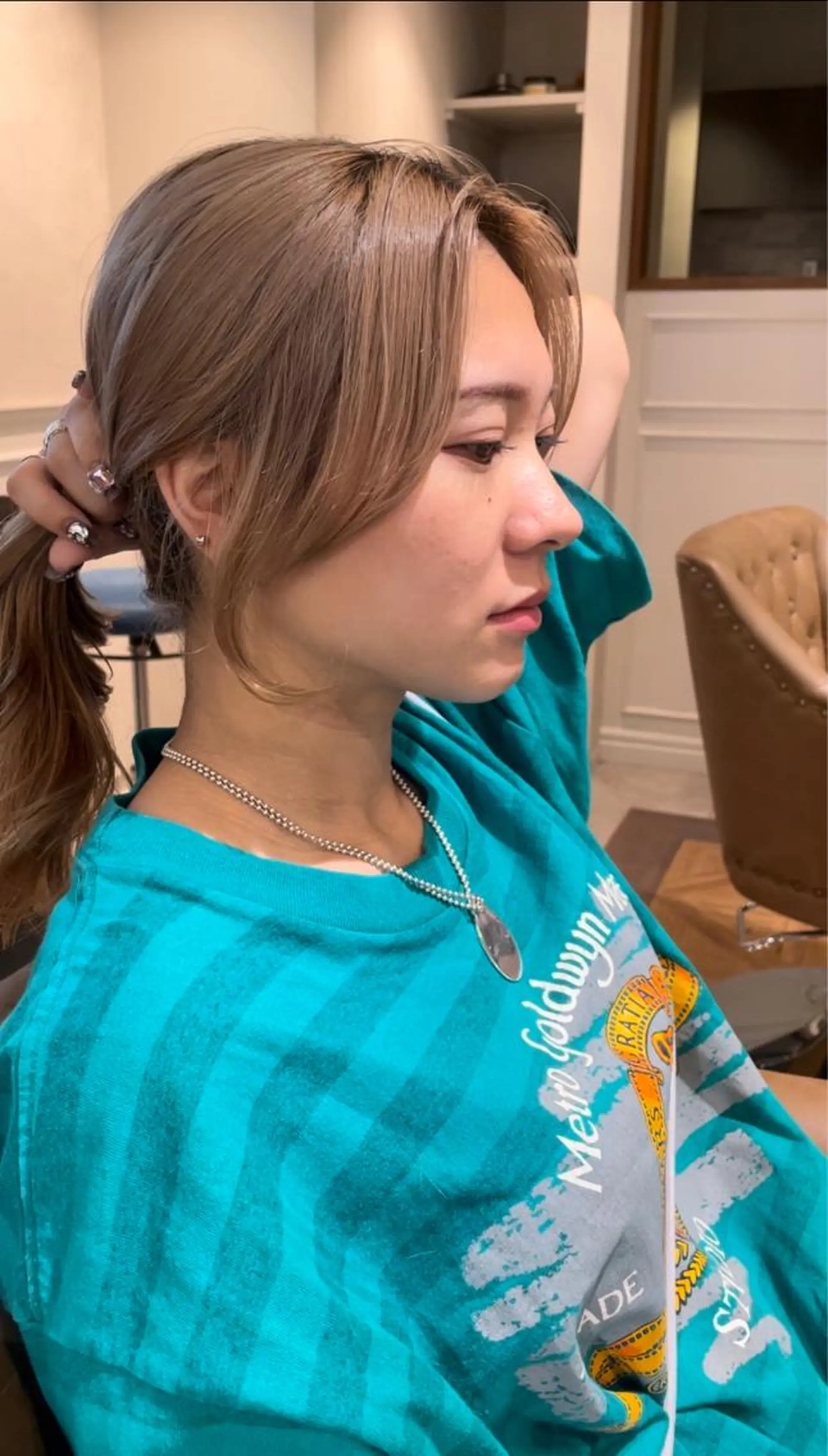 ミディアム カット ヘアカラー トリートメント 日比崚介🍀 おくれげ小顔カットのヘアスタイル