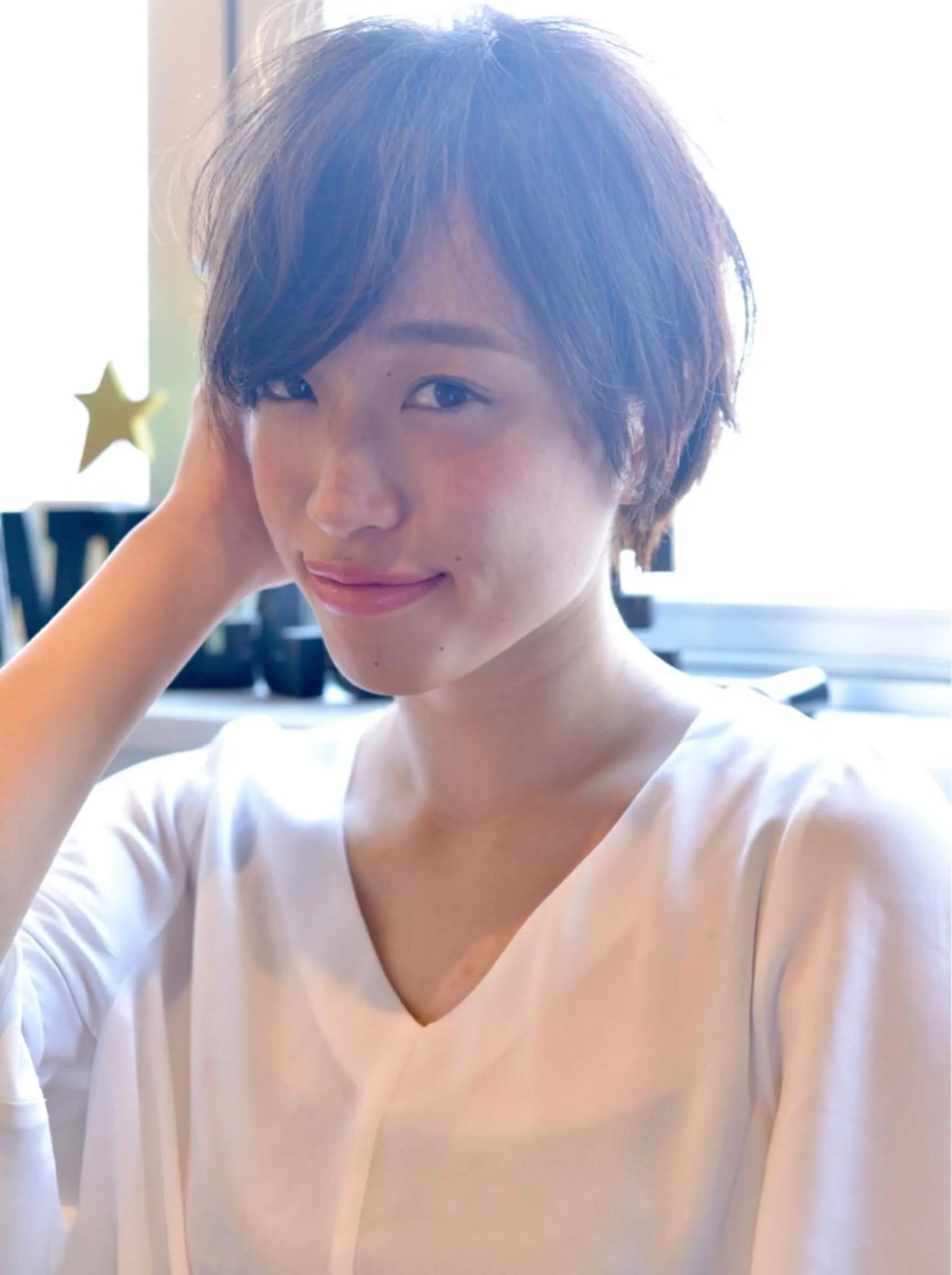 ショート カラー パーマ ヘアアレンジ ショートヘア 【白髪ぼかし 専門GBG】自由が丘のヘアスタイル