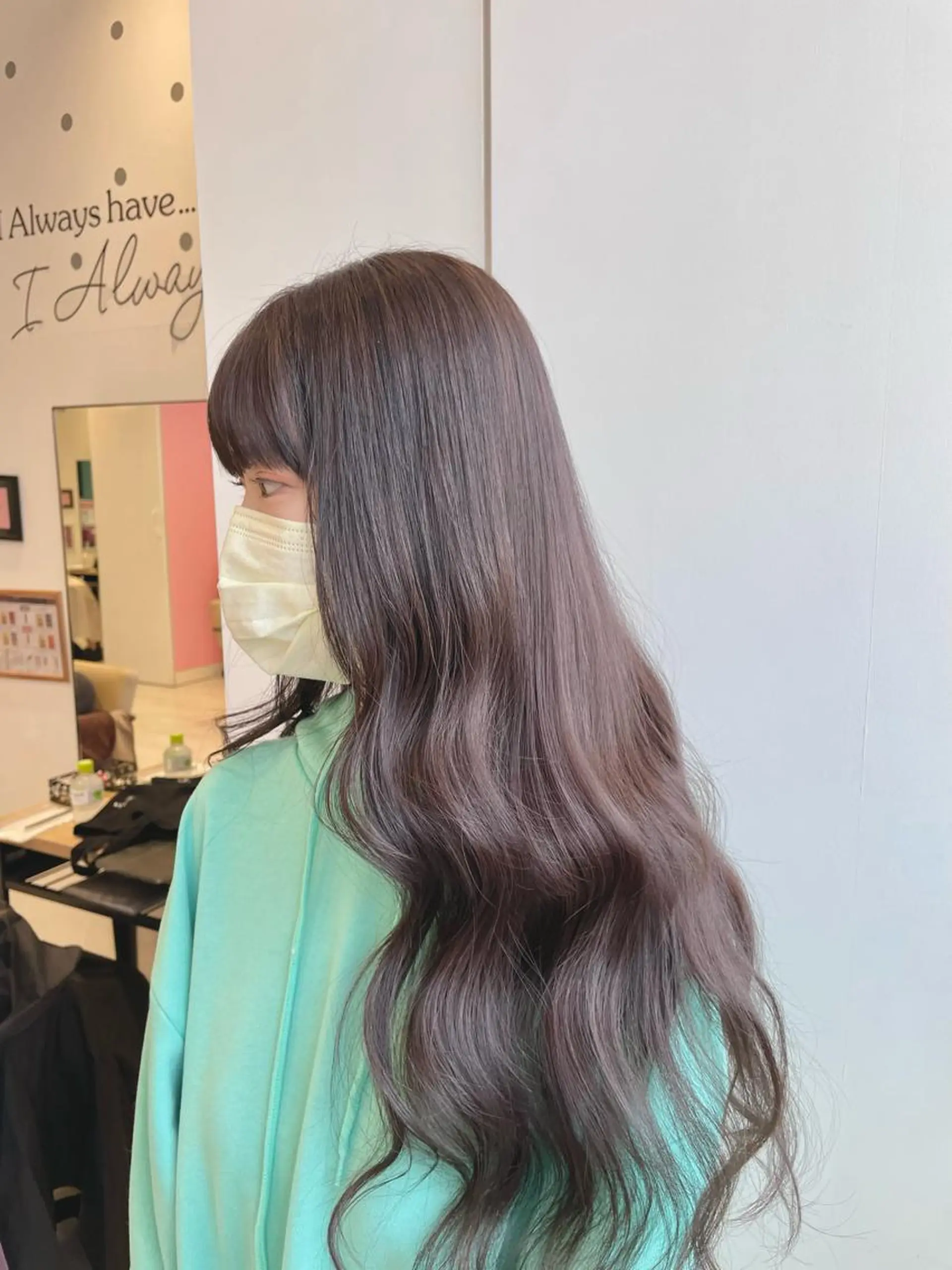 ロング カラー ベージュカラー モカベージュ 韓国風ハッシュカット 似合わせレイヤー池袋のヘアスタイル