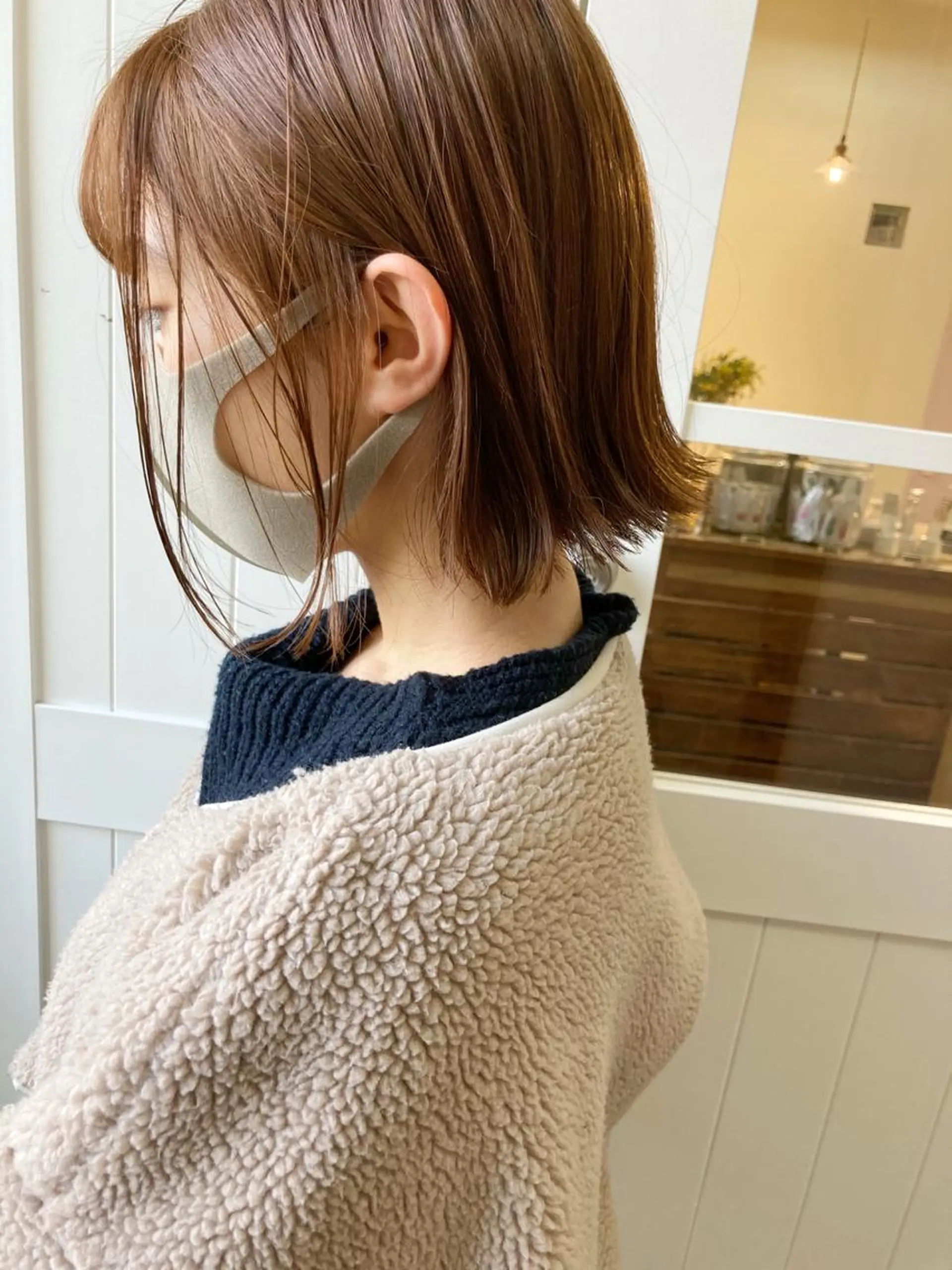 ミディアム カラー ベージュカラー オレンジ オレンジベージュ カット ヘアカラー トリートメント 小木曽智美 /ボブ/ショートのヘアスタイル