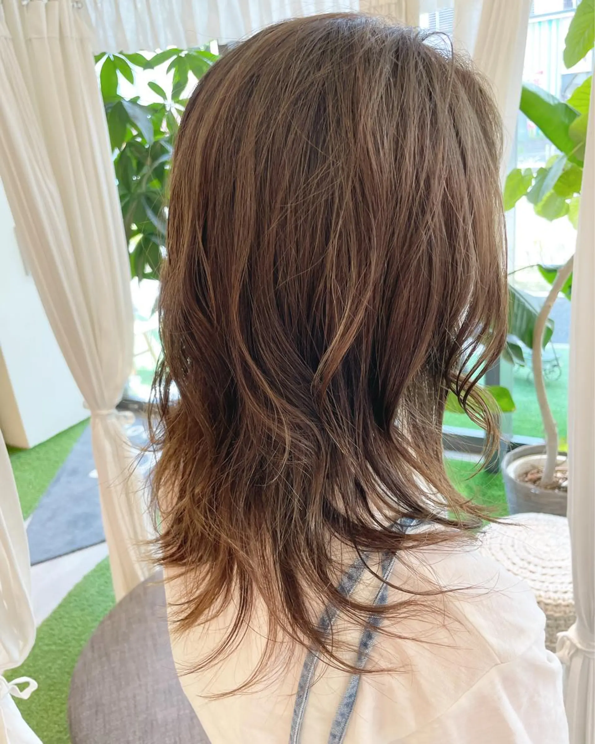 セミロング アッシュ 韓国風レイヤーカット 🇰🇷❕モカのヘアスタイル