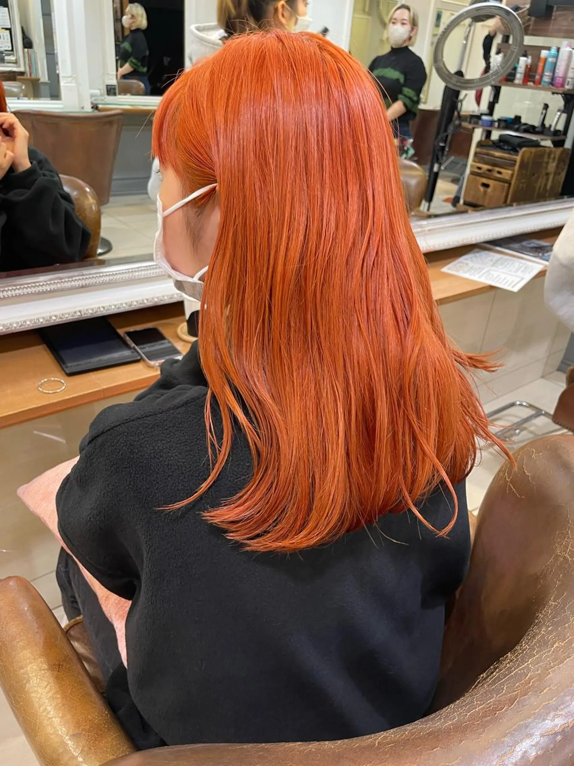 ロング カラー ダブルカラー オレンジ ヘアカラー トリートメント ヘッドスパ ✨カラー支持No.1 🧸ワキ カナコ🧸のヘアスタイル