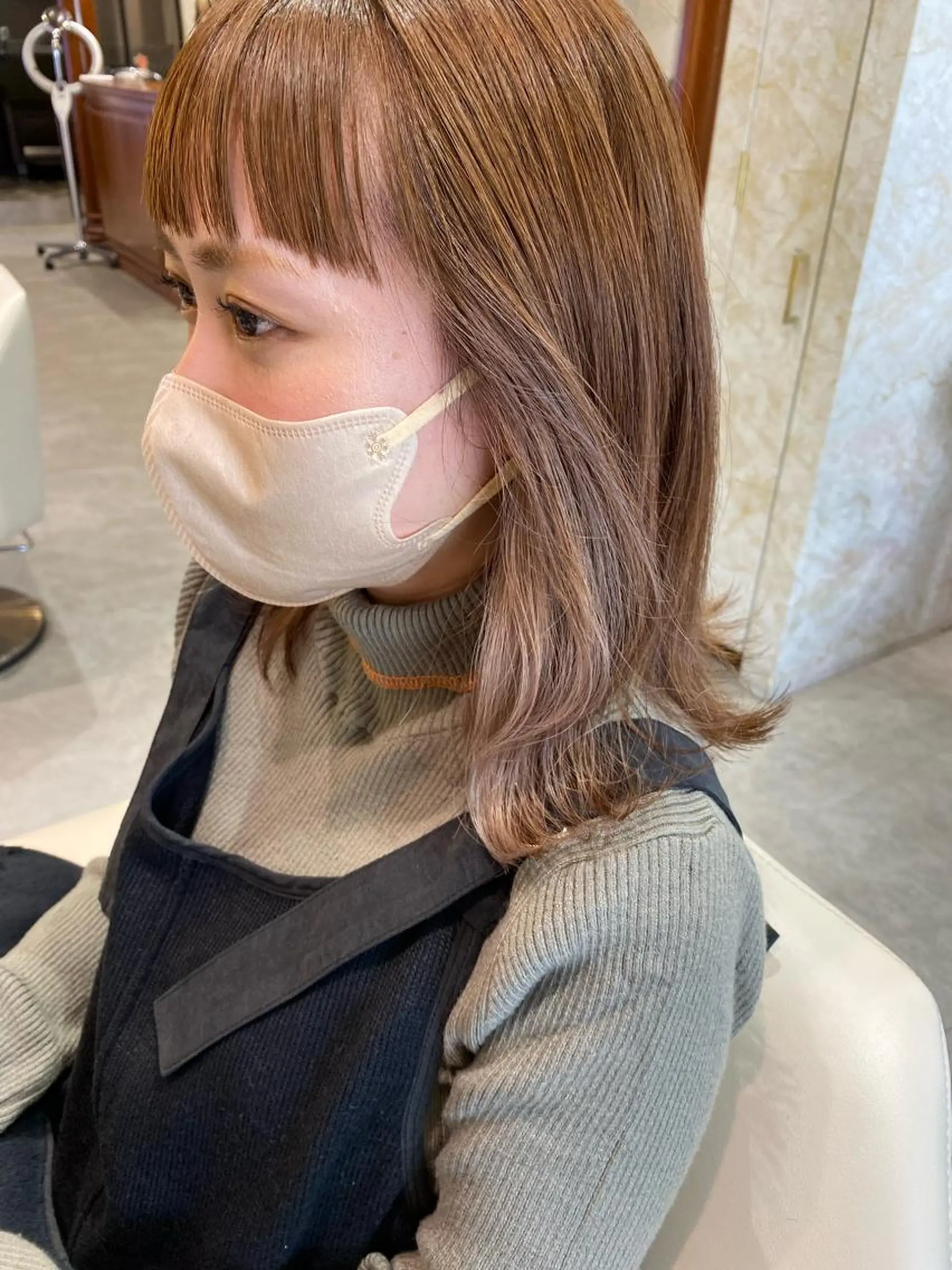 ミディアム カラー 店長/mao/ 前髪/顔周りカットのヘアスタイル