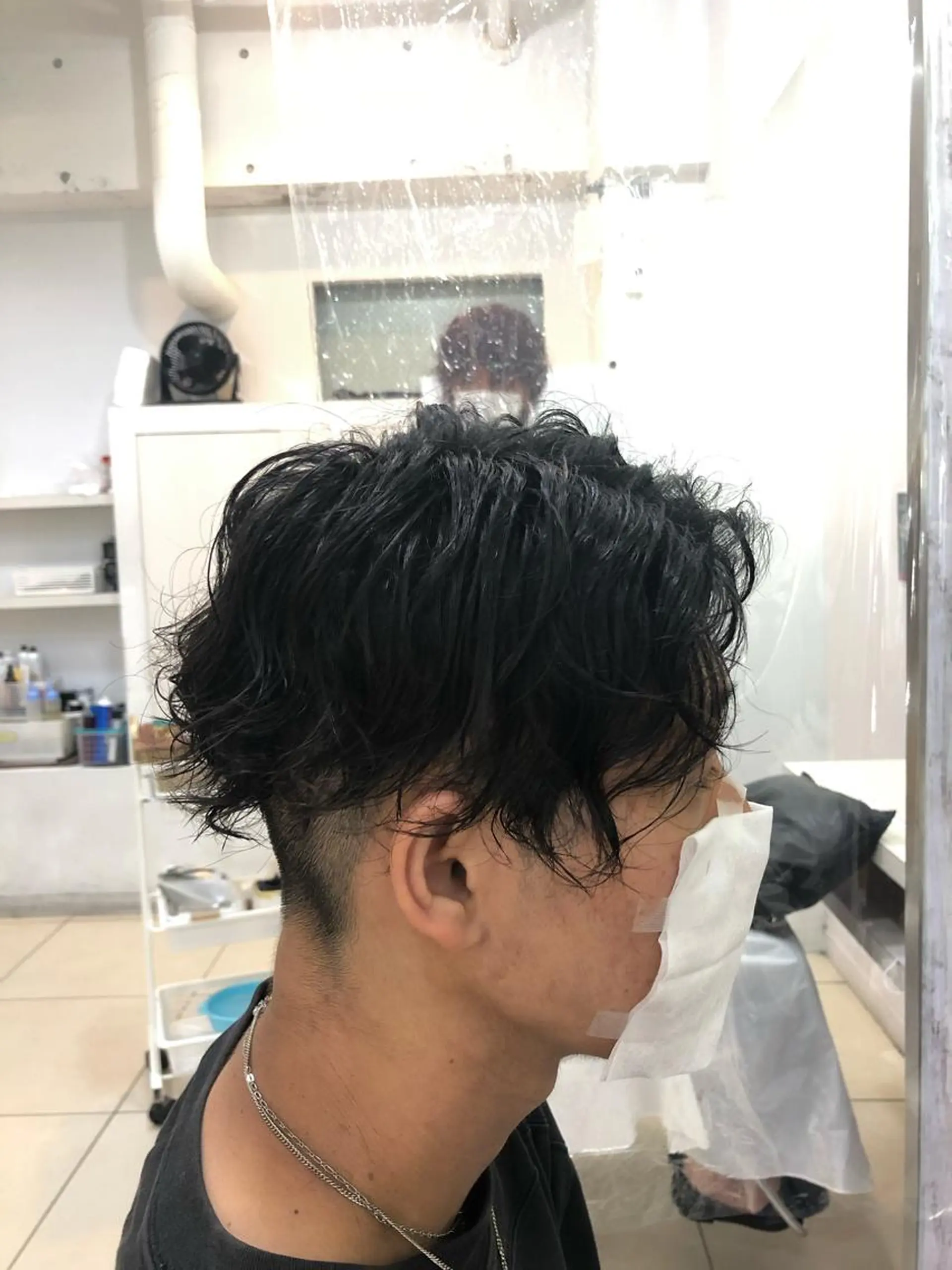 ショート パーマ メンズ 髪質改善× 白髪ぼかし溝江のヘアスタイル