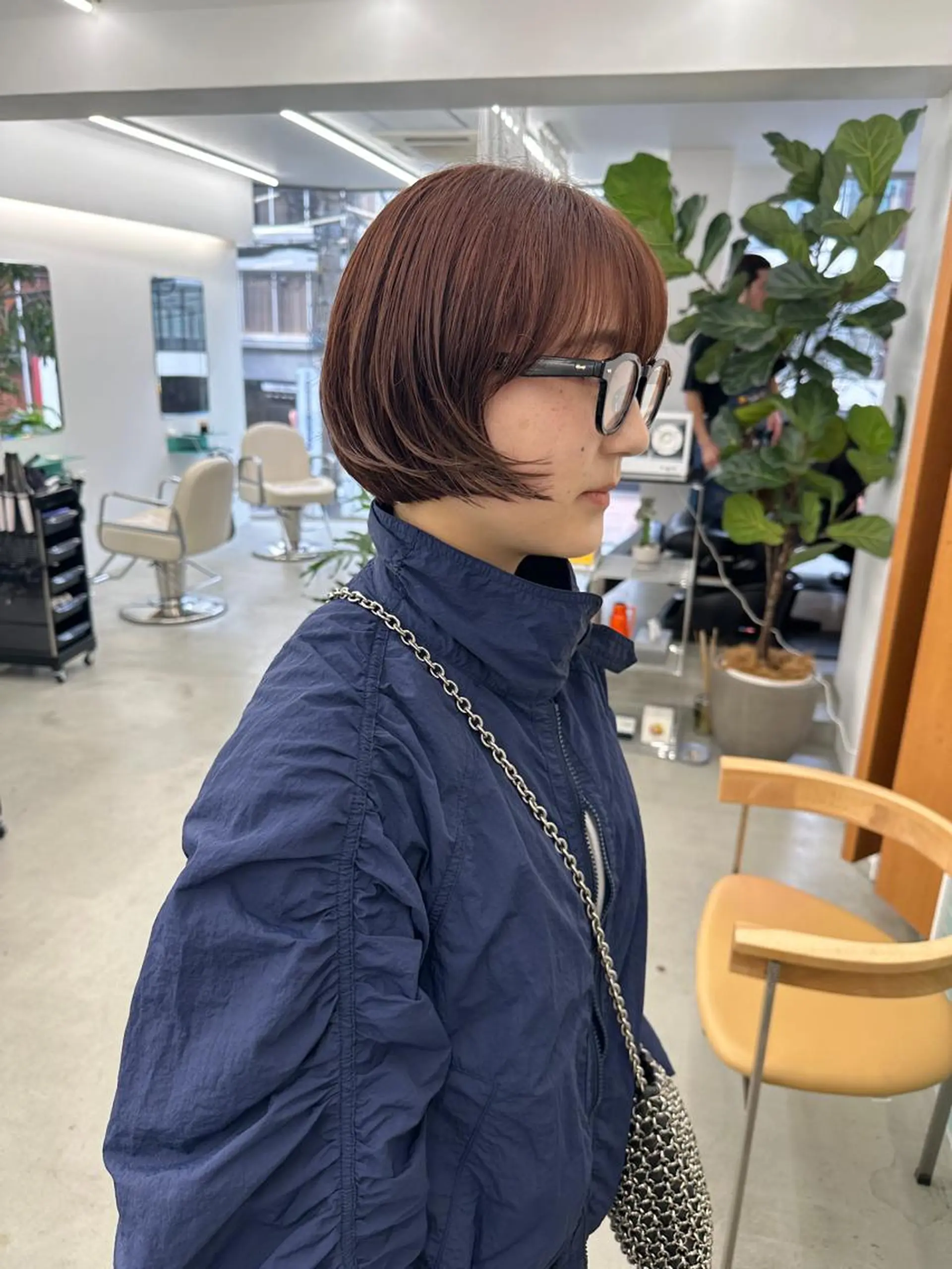 ショート カラー ブラウンカラー オレンジ オレンジブラウン ボブ カット ヘアカラー トリートメント ボブ/レイヤー/ケア パーマ/リュウタのヘアスタイル