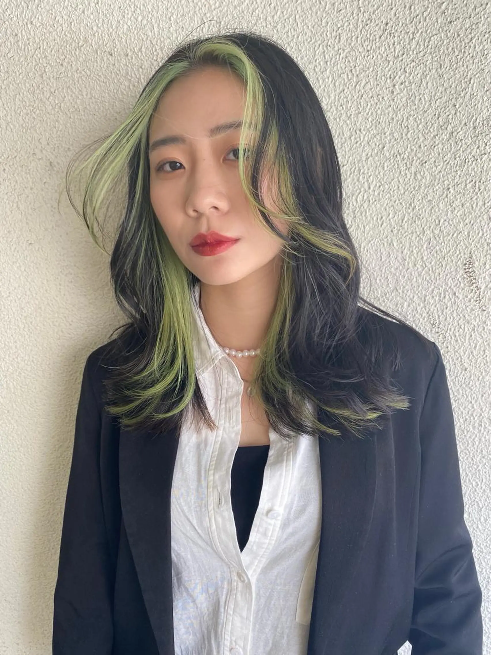 セミロング カラー レイヤーカット 小顔カット Pia ツボイ ケイタのヘアスタイル