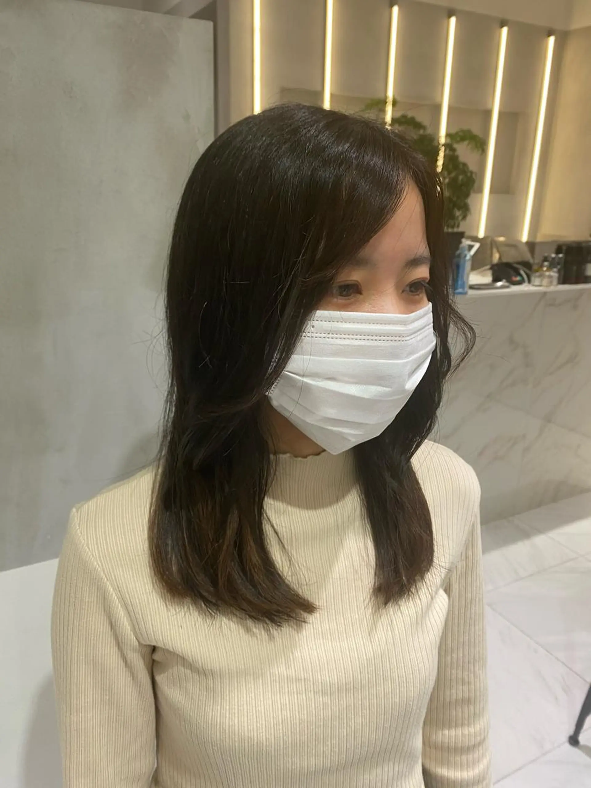 セミロング カラー 韓国風ヘア カット トリートメント ヘアセット ナチュラル/韓国💎 haruka 💎のヘアスタイル
