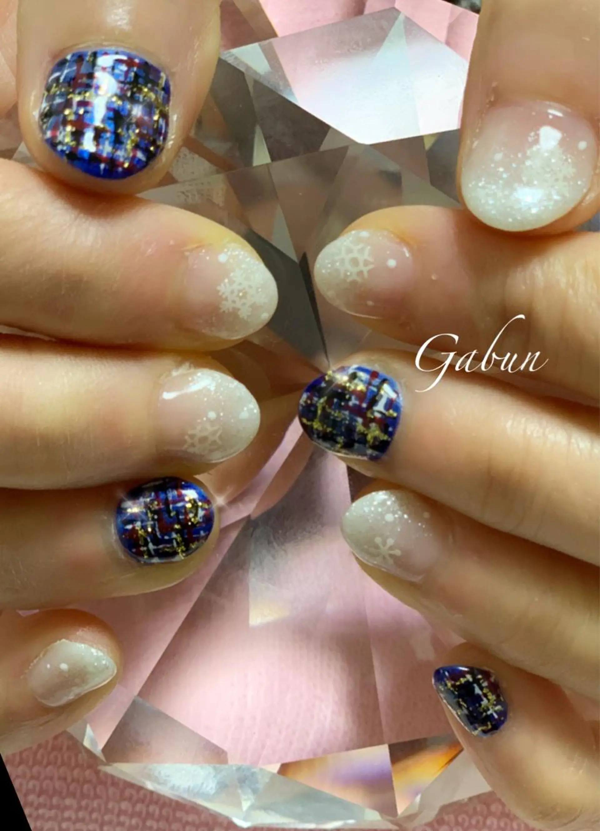 ネイル グラデーション ラメ(グリッター) ラメグラデーション ツイードネイル LOTUS ネイルサロンのネイルデザイン