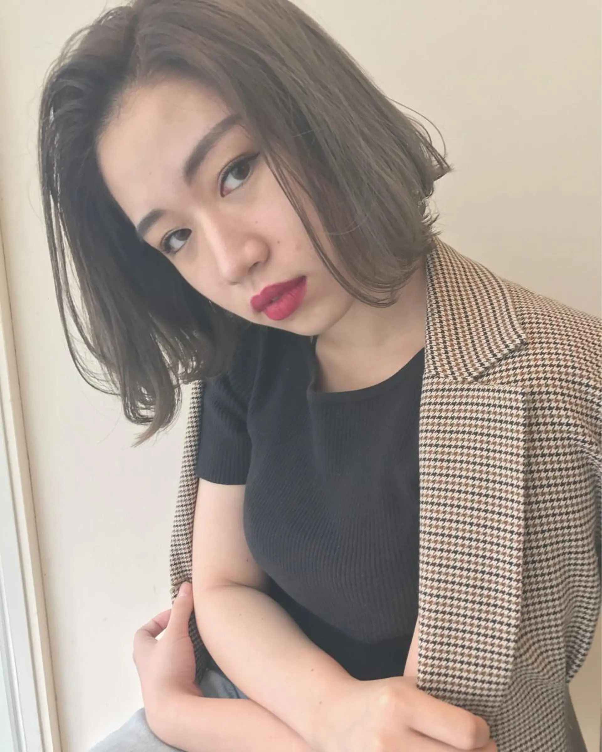 ミディアム カラー ベージュカラー 🍋透け感カラー🍃 オリーブ🍐Kahoのヘアスタイル