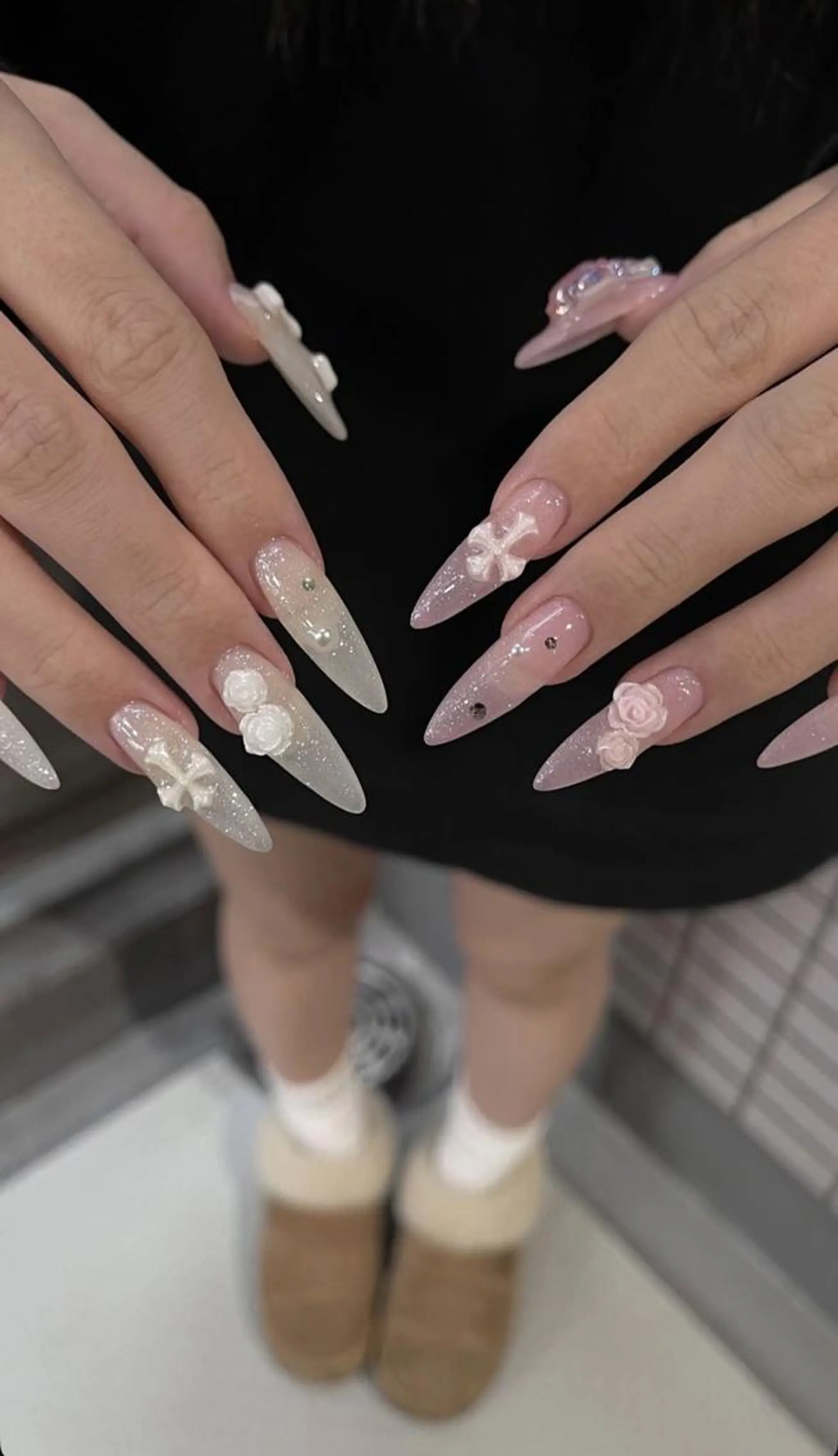 ネイル 長さ出し フレンチネイル グラデーション 卒業式 マグネットネイル Sora nail 長さ出し専門店のネイルデザイン