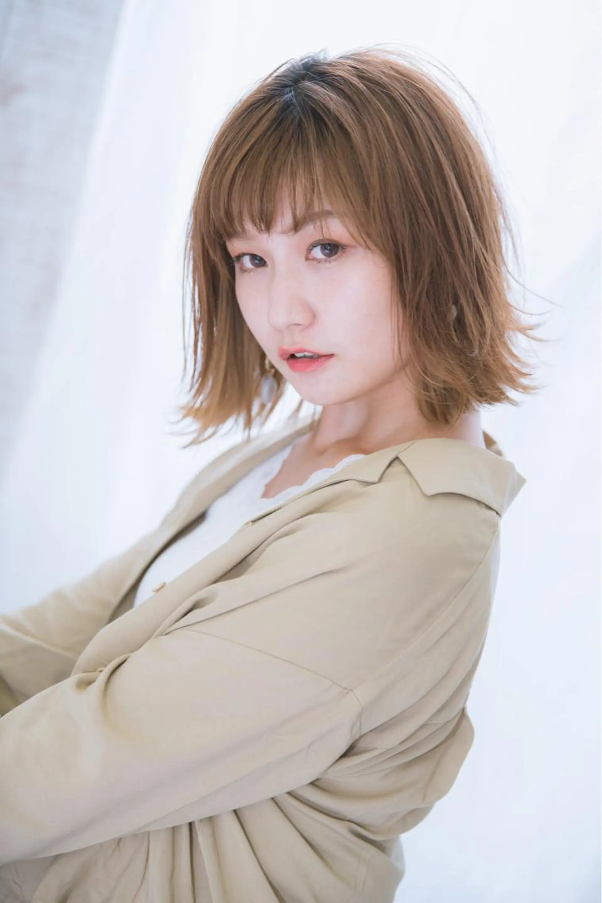 ミディアム カラー ボブ カット ヘアカラー トリートメント 星 沙織のヘアスタイル