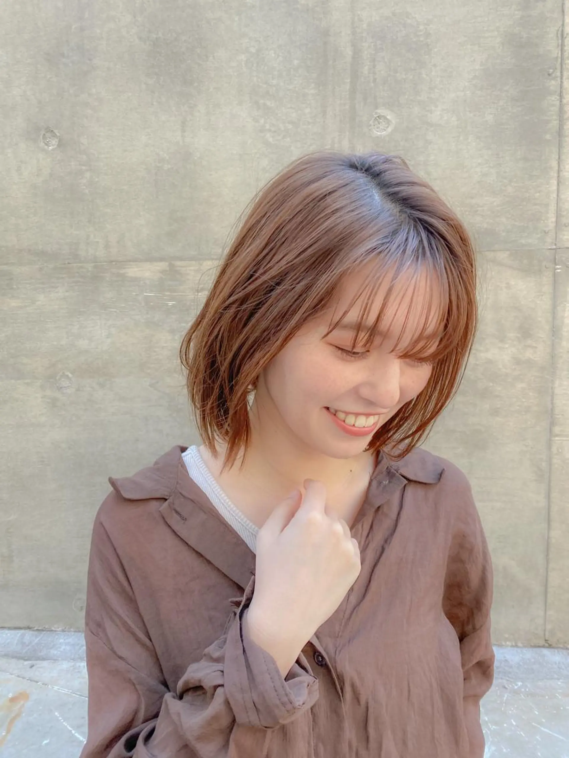 ミディアム カット ヘアカラー トリートメント ボブ/縮毛矯正 髪質改善/もえるのヘアスタイル