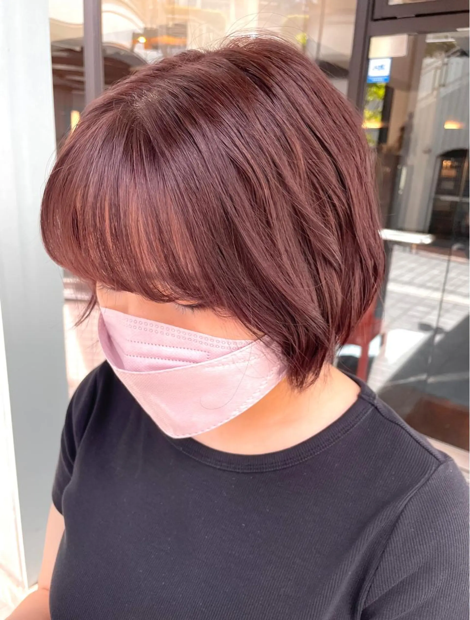 ショート カラー ブラウンカラー パープルカラー パープルブラウン 韓国ナチュラル・ ベージュ/落合夏希のヘアスタイル