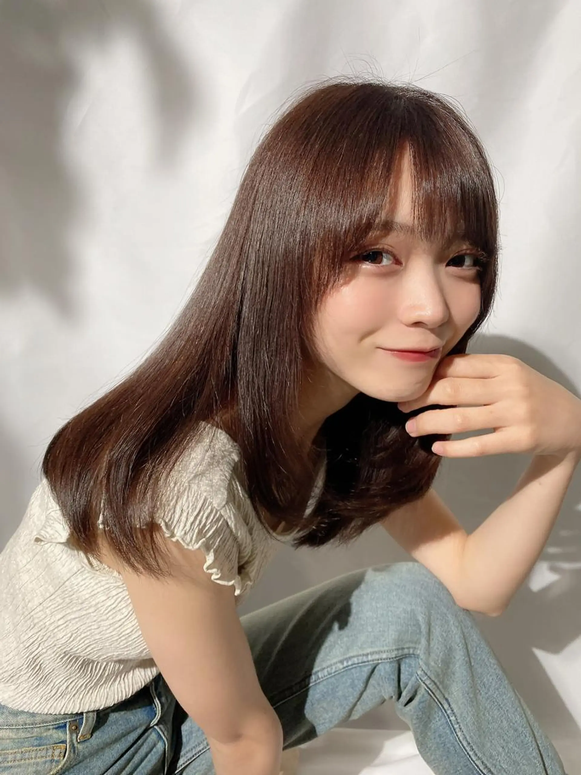 ミディアム カラー ブリーチ ケアブリーチ ダブルカラー イヤリングカラー ハイライトカラー カット ヘアカラー トリートメント 新宿✨顔周りカット 韓国ヘア/坂本亜裟海のヘアスタイル