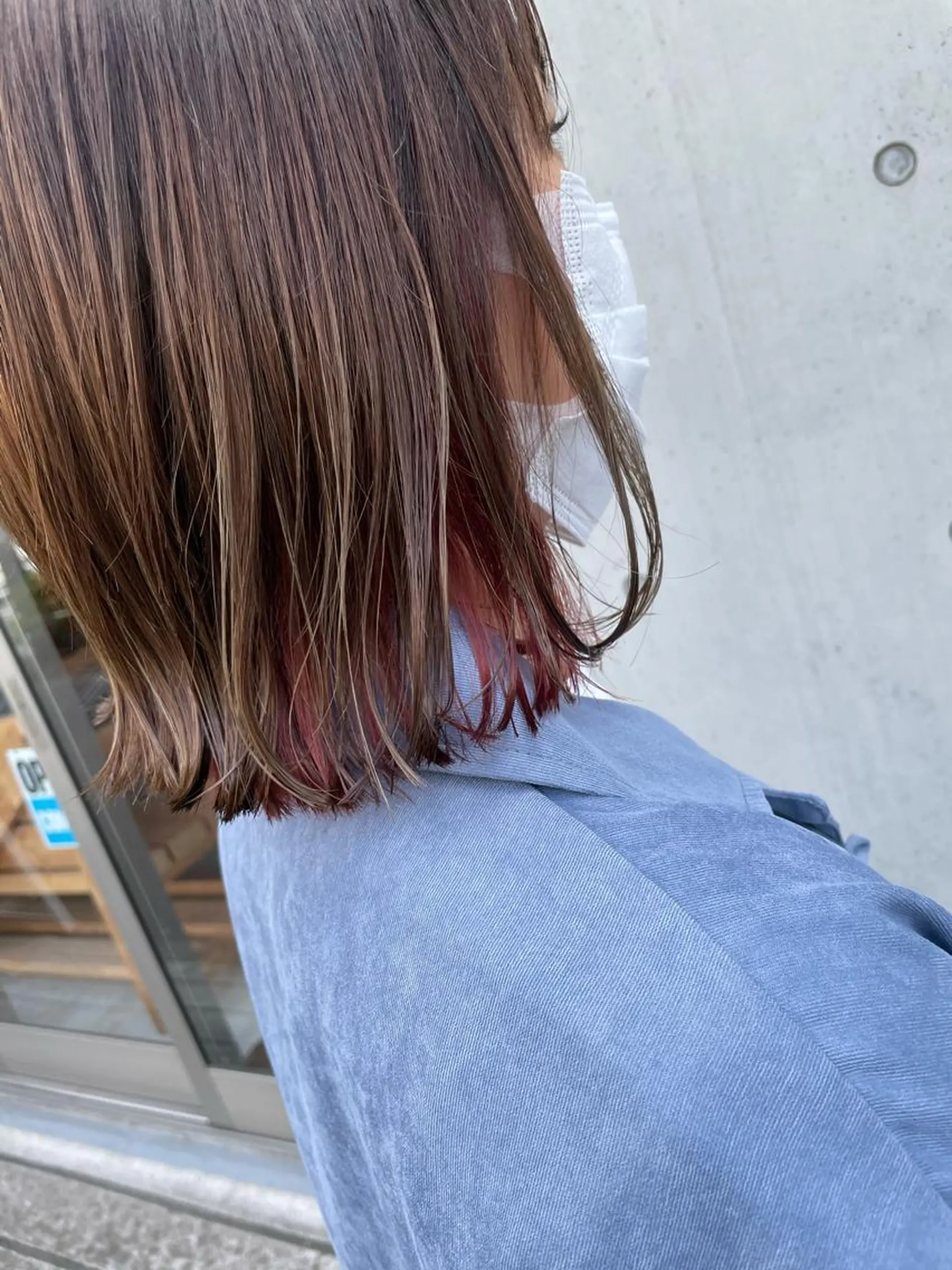 ミディアム カラー 切りっぱなしボブ 透明感カラー ピンクカラー ボブ 通い続けられるサロン ママ美容師　明日香のヘアスタイル